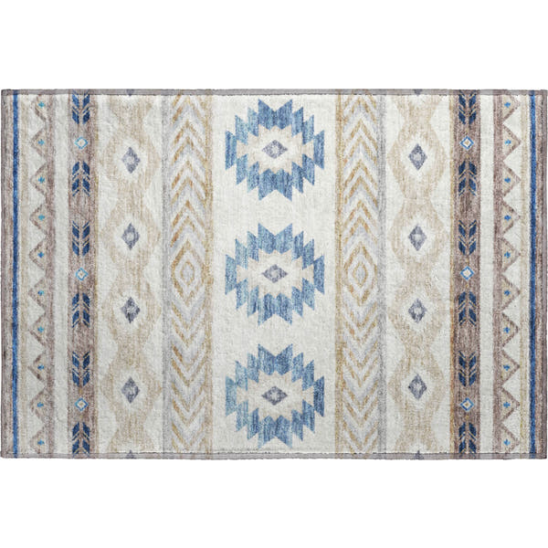 Montevideo Machine Washable Southwest Taupe Ivory Rug 1'8" x 2'6"