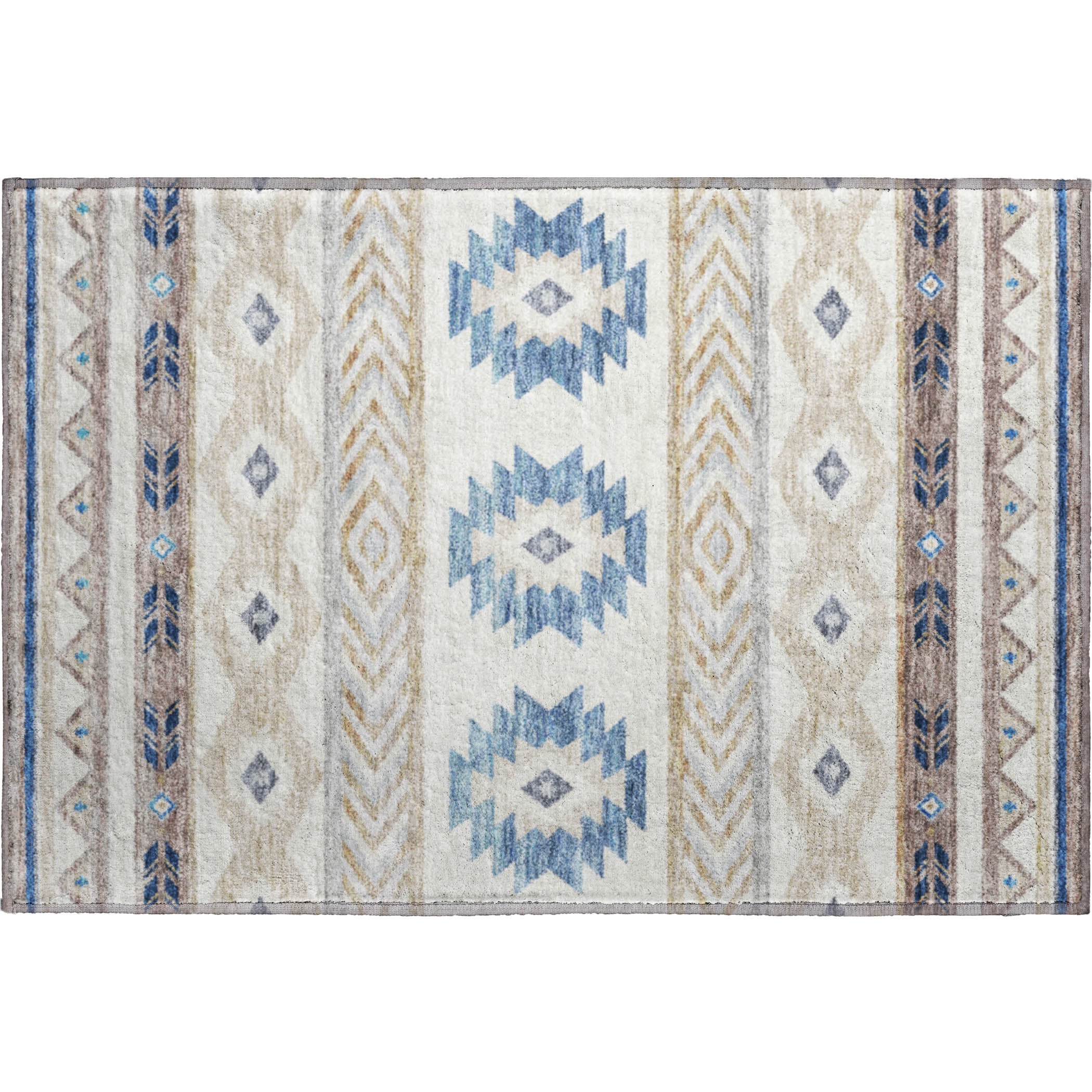 Montevideo Machine Washable Southwest Taupe Ivory Rug 1'8" x 2'6" #shape_Rectangle