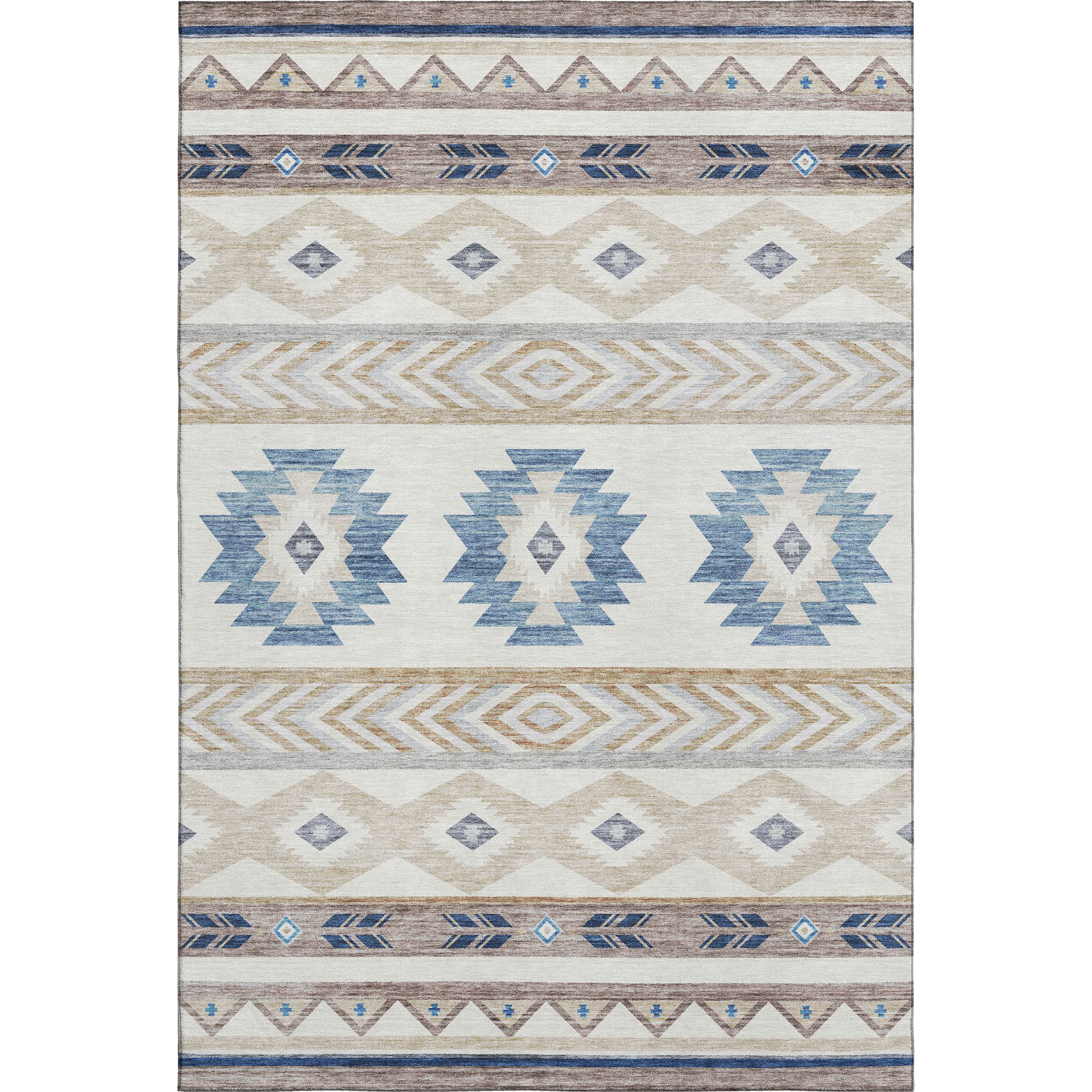 Montevideo Machine Washable Southwest Taupe Ivory Rug 2'6" x 3'10" #shape_Rectangle