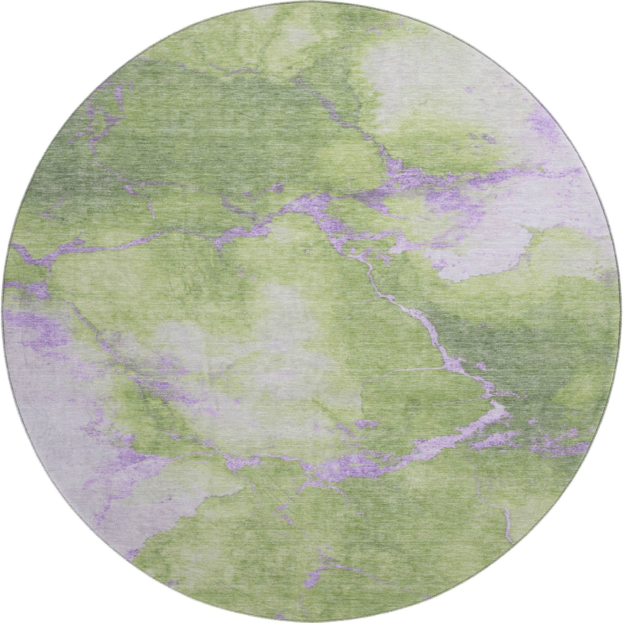 Athens Machine Washable Transitional Aloe Green Rug 8' x 8' #shape_Round