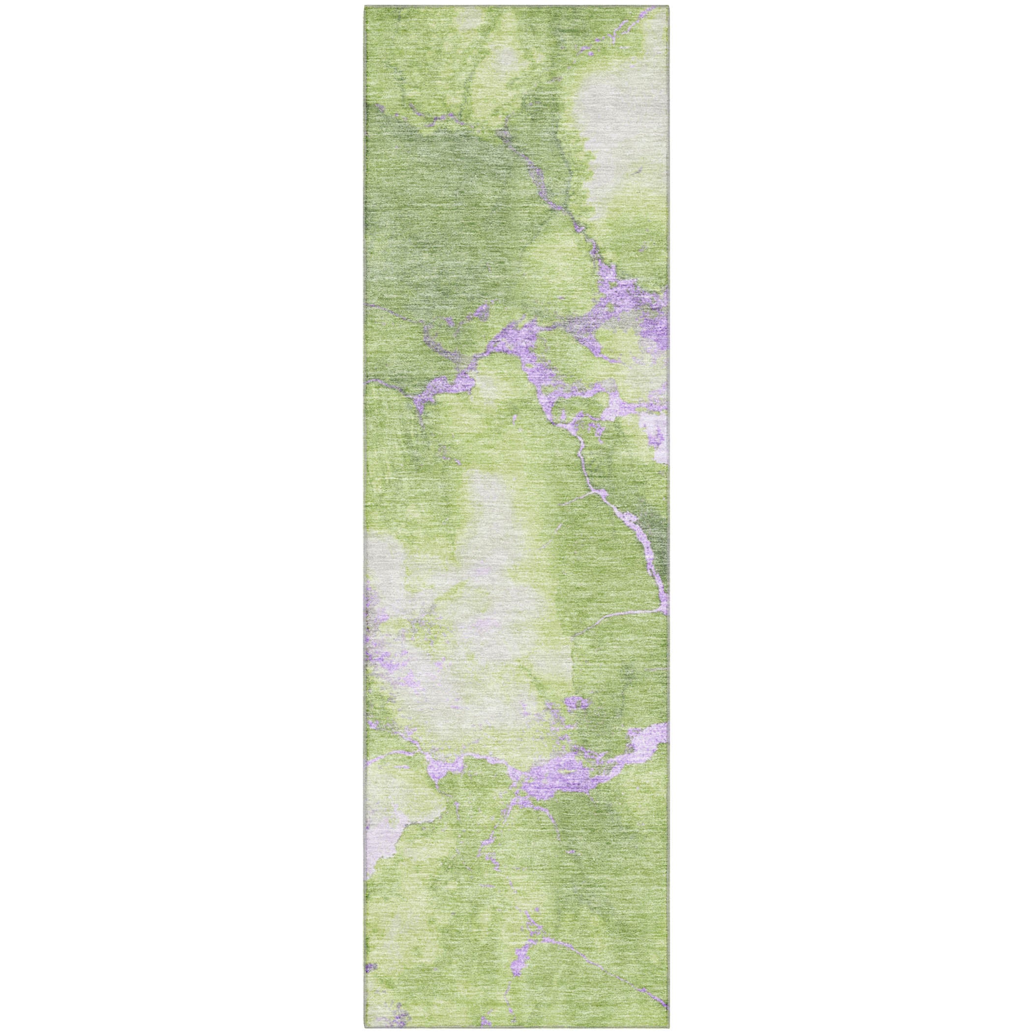 Athens Machine Washable Transitional Aloe Green Rug 2'3" x 7'6" #shape_Runner