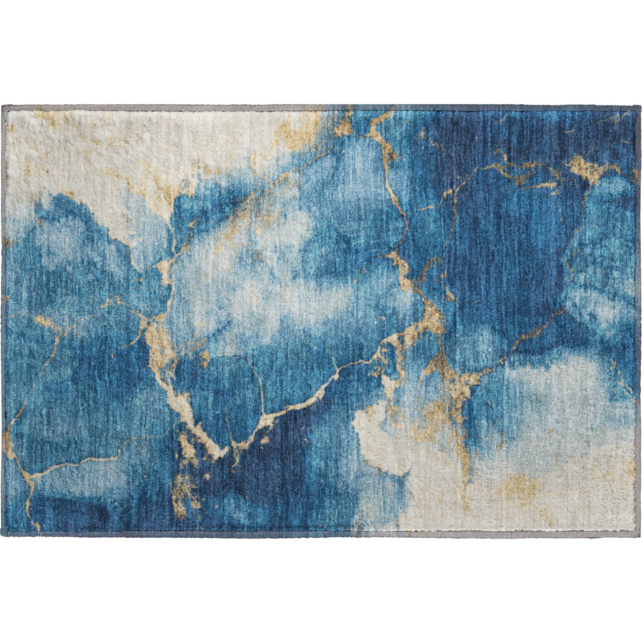 Athens Machine Washable Transitional Navy Blue Rug 1'8" x 2'6" #shape_Rectangle