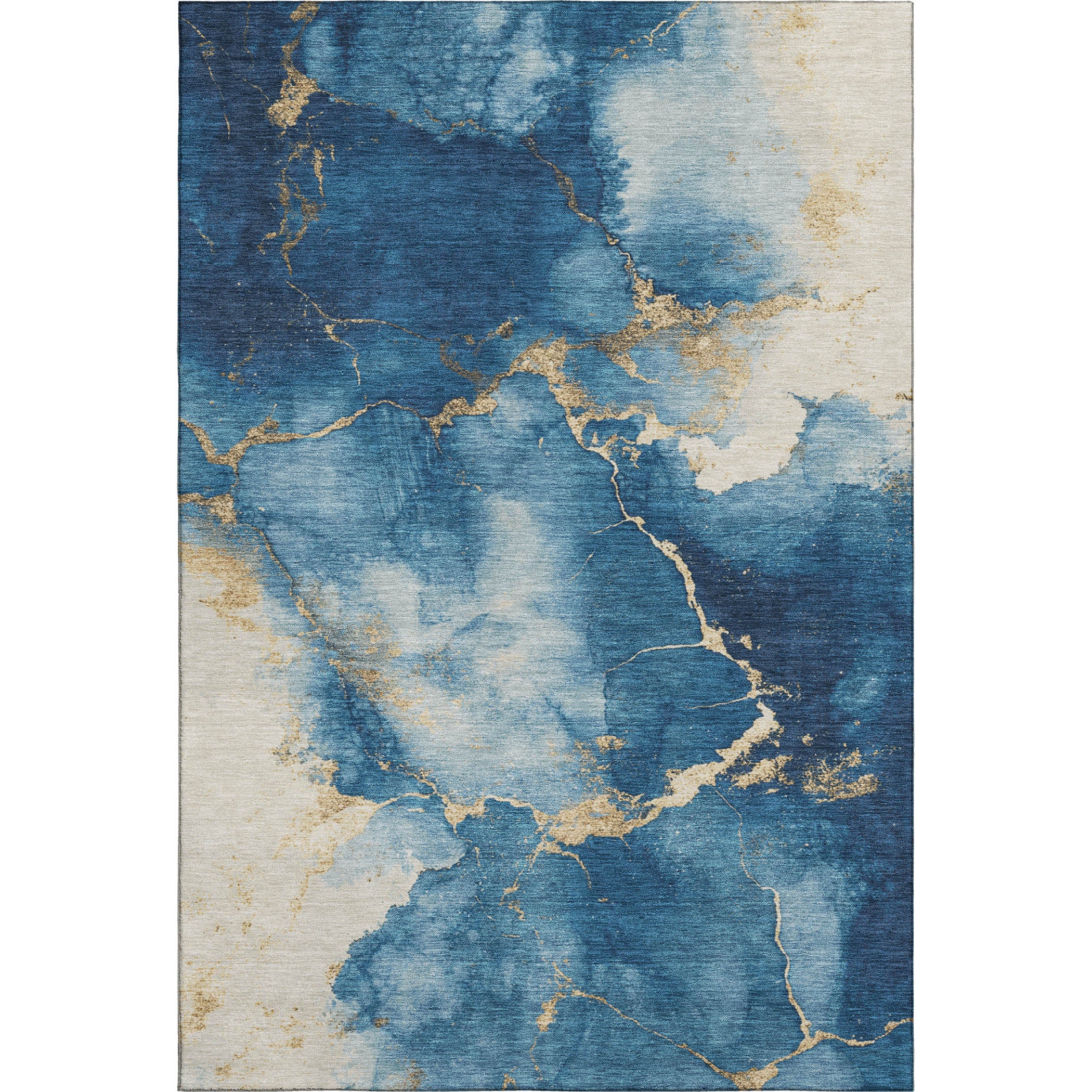 Athens Machine Washable Transitional Navy Blue Rug 2'6" x 3'10" #shape_Rectangle