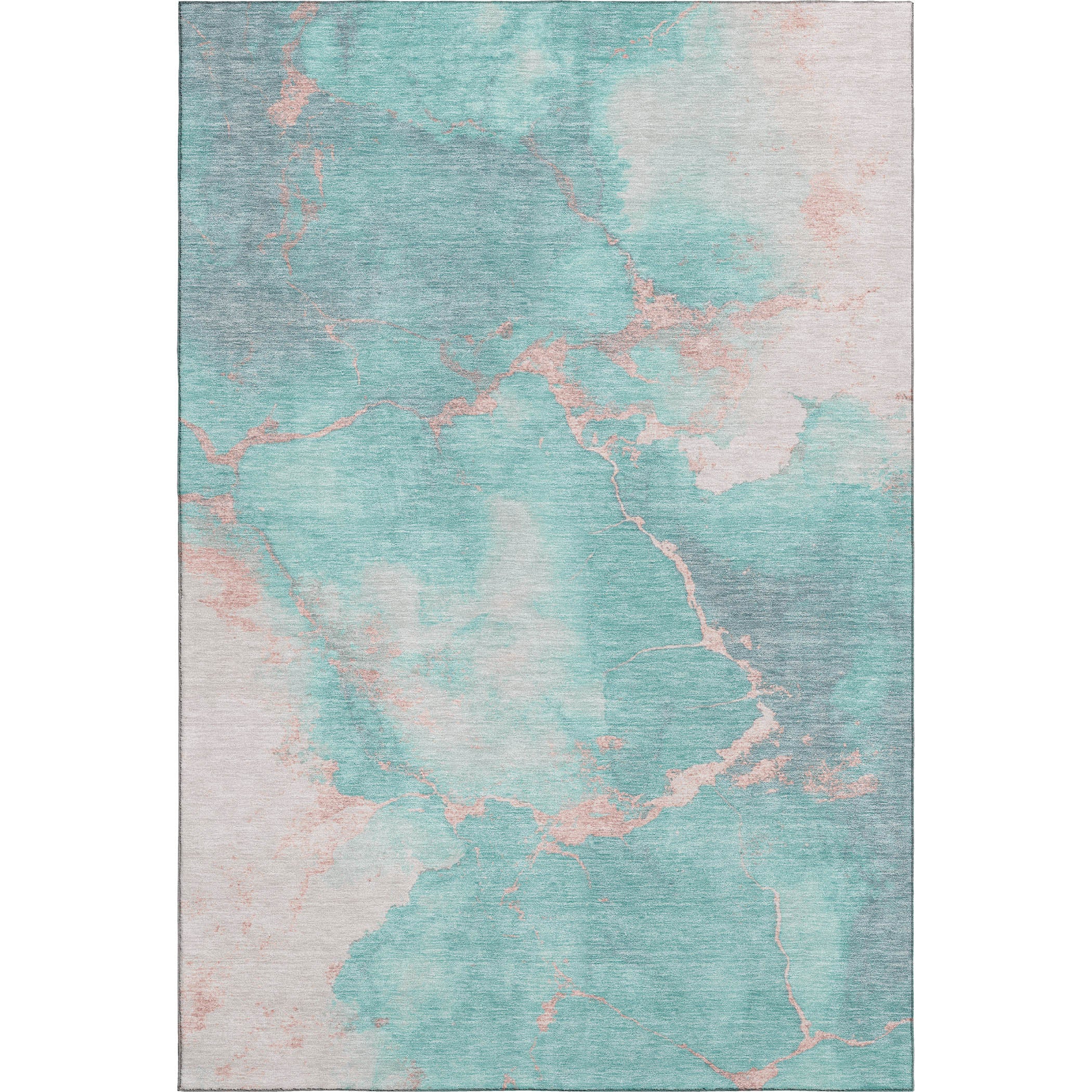 Athens Machine Washable Transitional Teal Rug 2'6" x 3'10" #shape_Rectangle