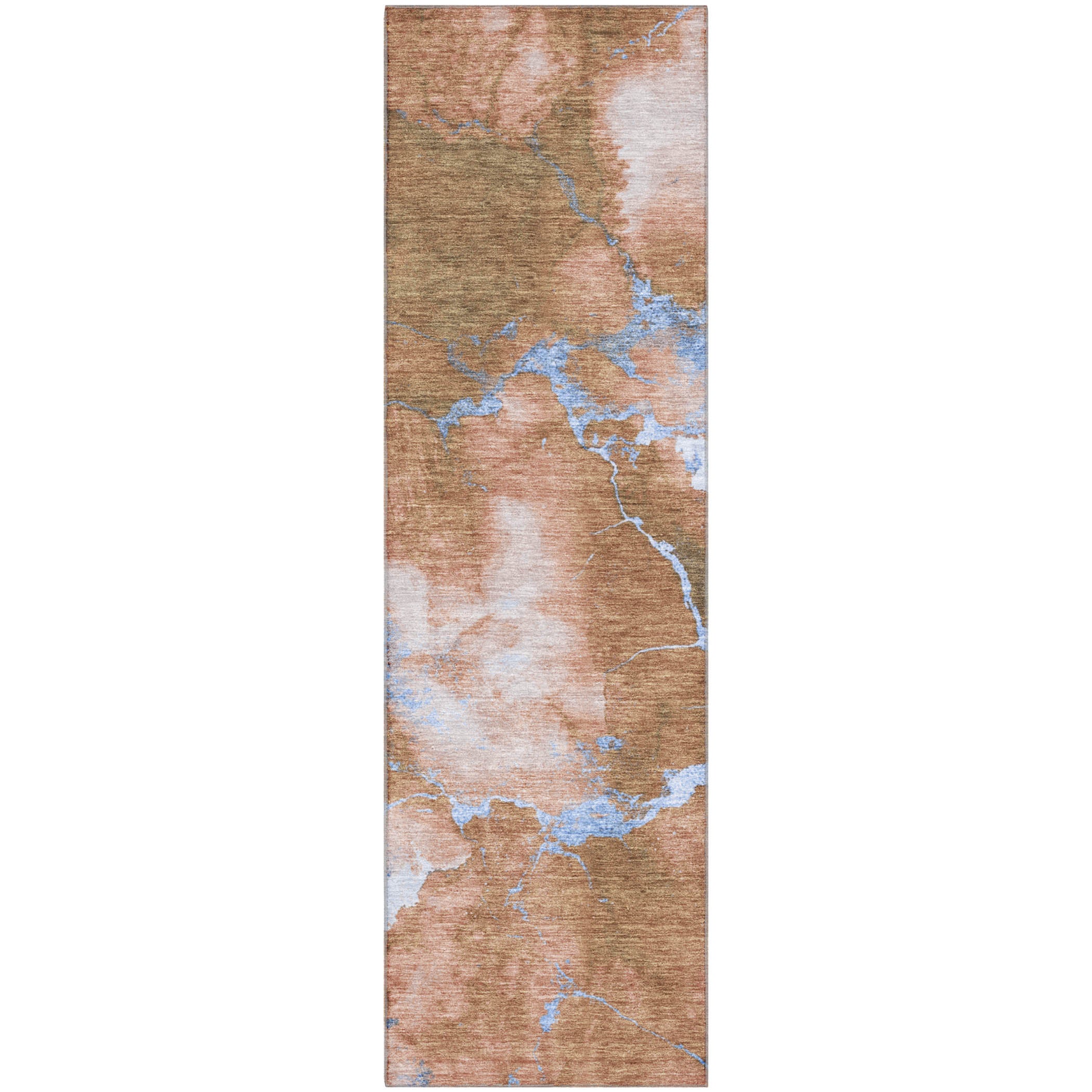 Athens Machine Washable Transitional Terracotta Orange Rug 2'3" x 7'6" #shape_Runner