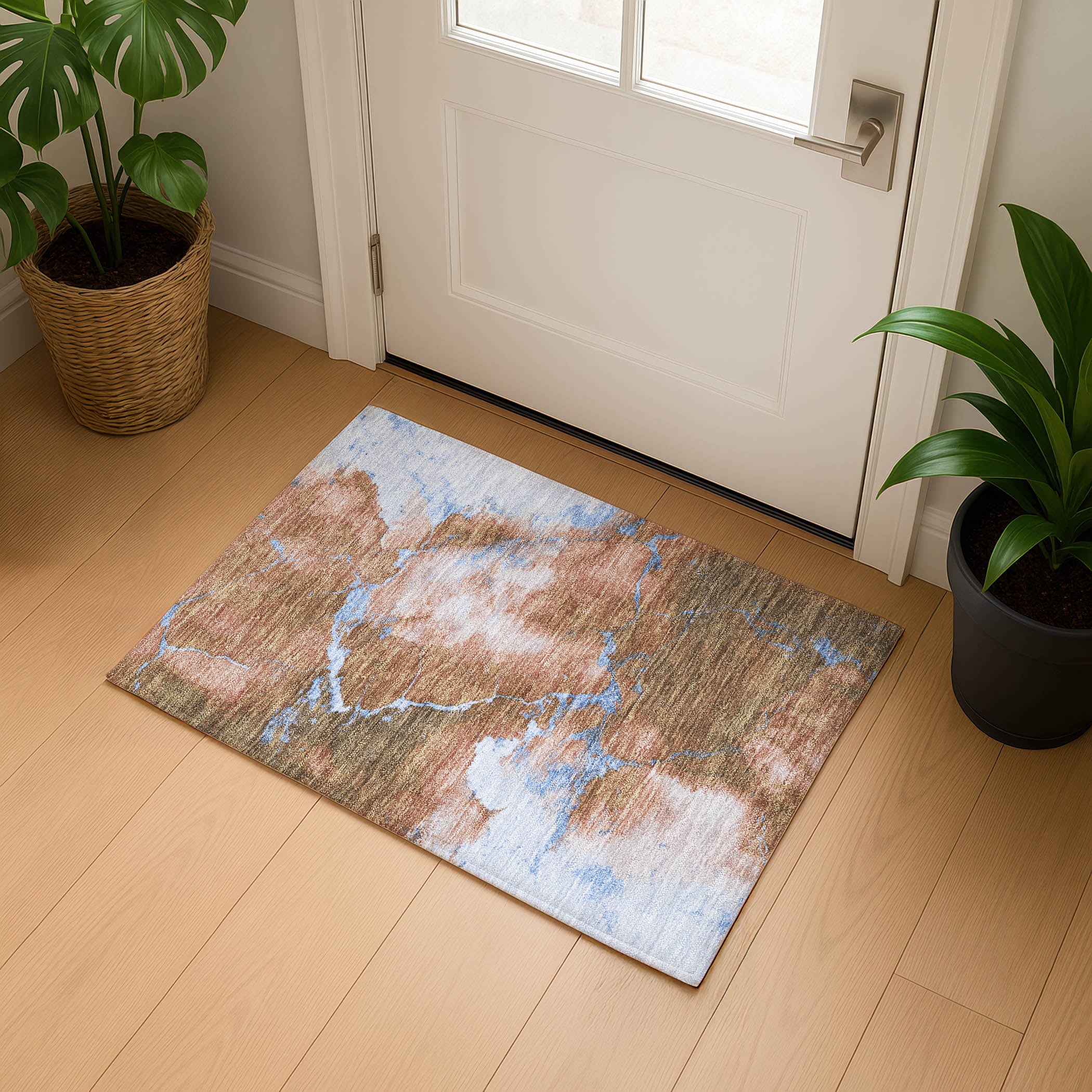 Athens Machine Washable Transitional Terracotta Orange Rug 1'8" x 2'6" #shape_Rectangle