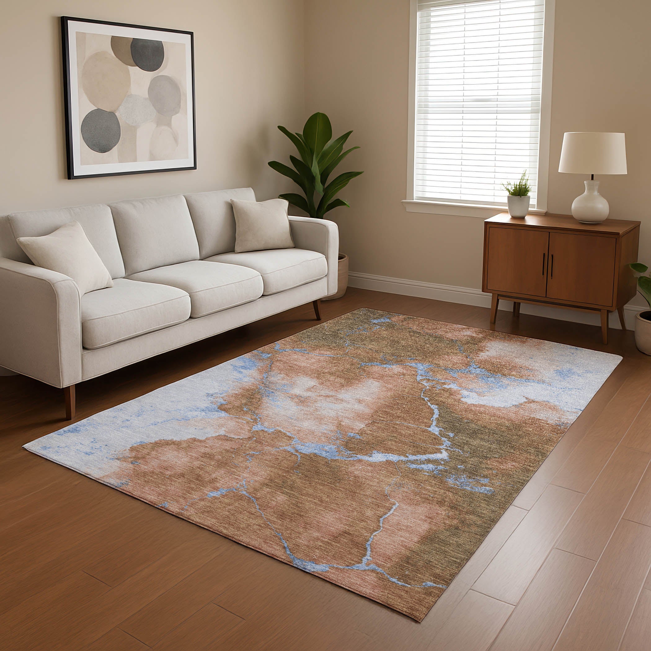 Athens Machine Washable Transitional Terracotta Orange Rug 2'6" x 3'10" #shape_Rectangle