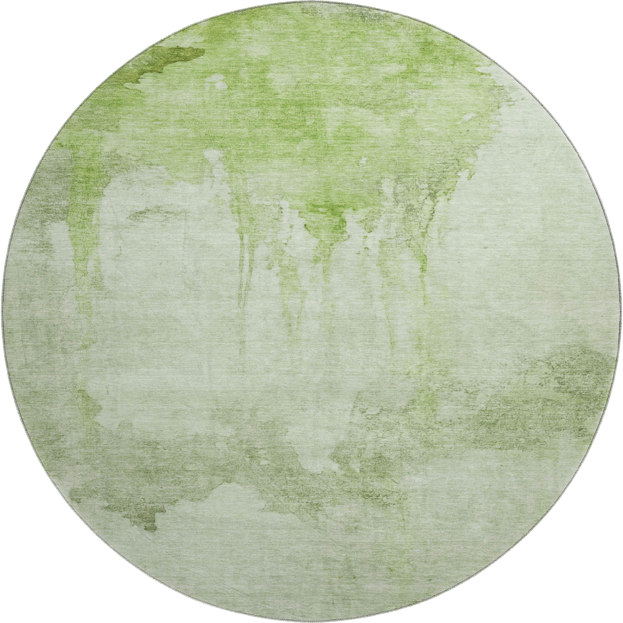 Florence Machine Washable Transitional Aloe Green Rug 8' x 8' #shape_Round