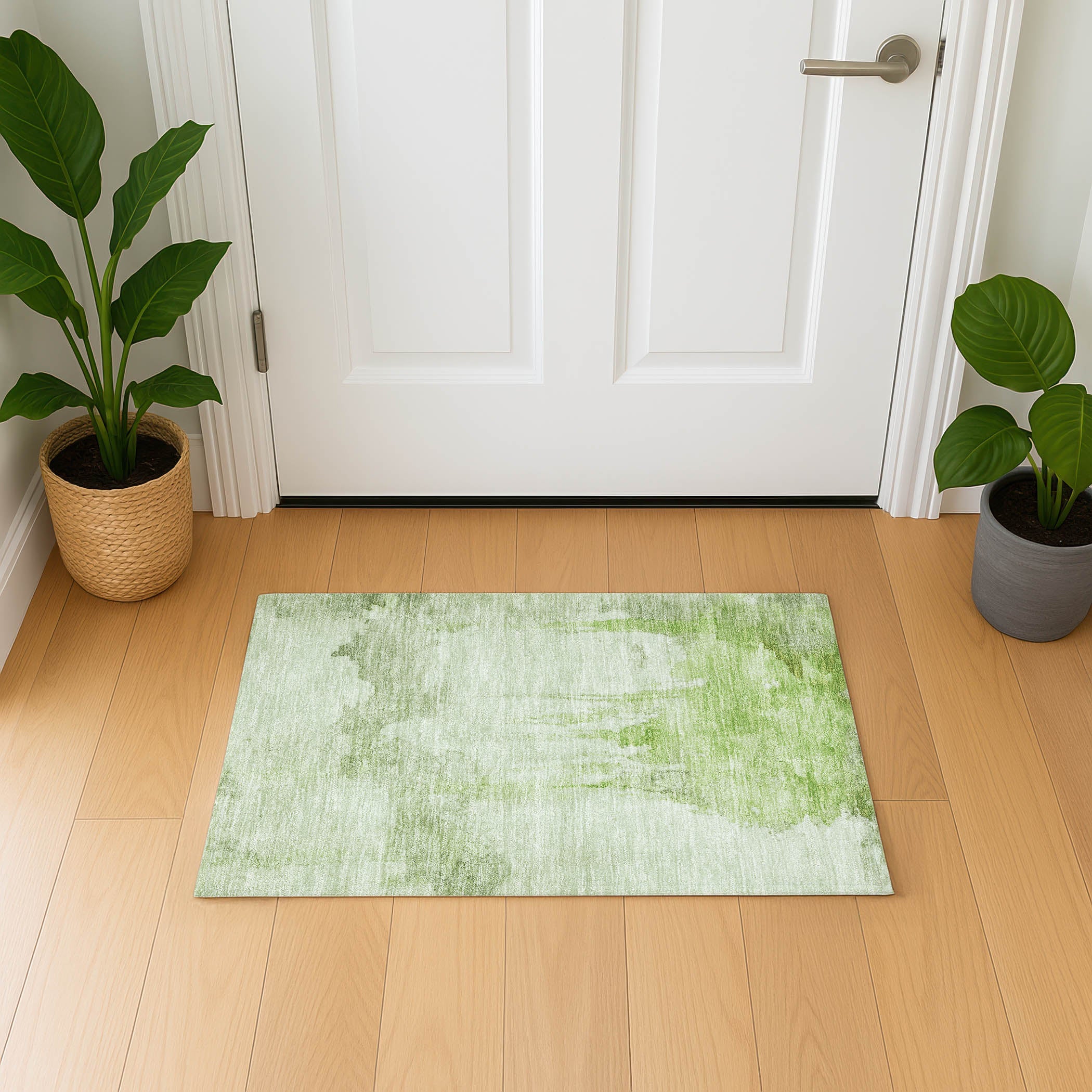 Florence Machine Washable Transitional Aloe Green Rug 1'8" x 2'6" #shape_Rectangle