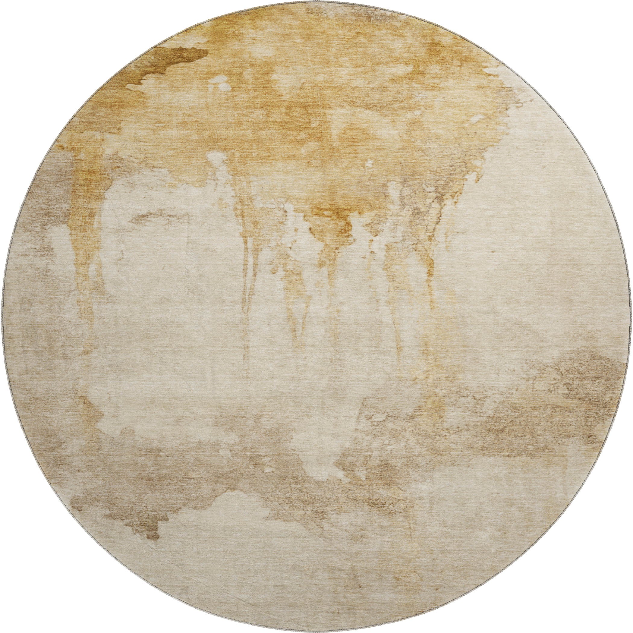 Florence Machine Washable Transitional Gold Rug 8' x 8' #shape_Round