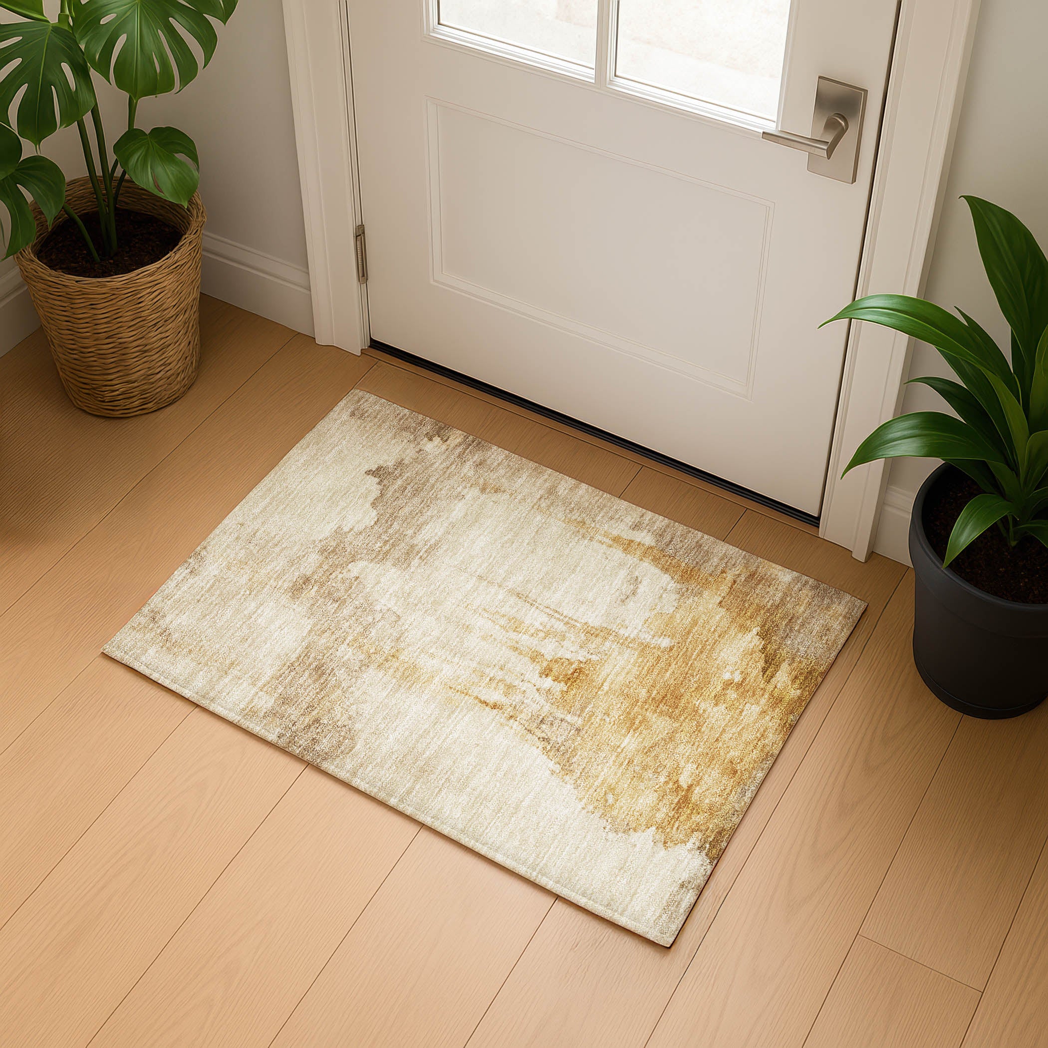 Florence Machine Washable Transitional Gold Rug 1'8" x 2'6" #shape_Rectangle