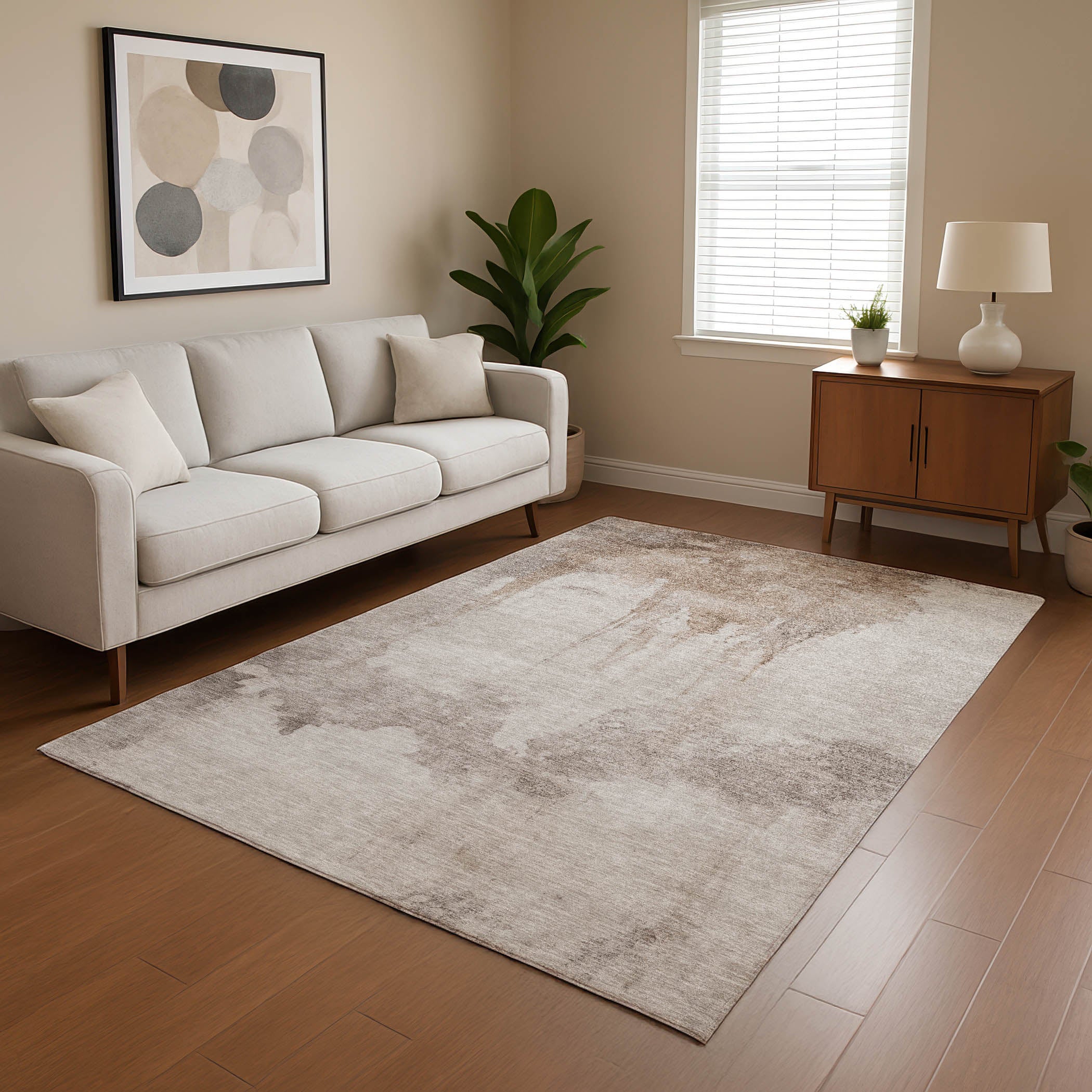 Florence Machine Washable Transitional Taupe Brown Rug 2'6" x 3'10" #shape_Rectangle