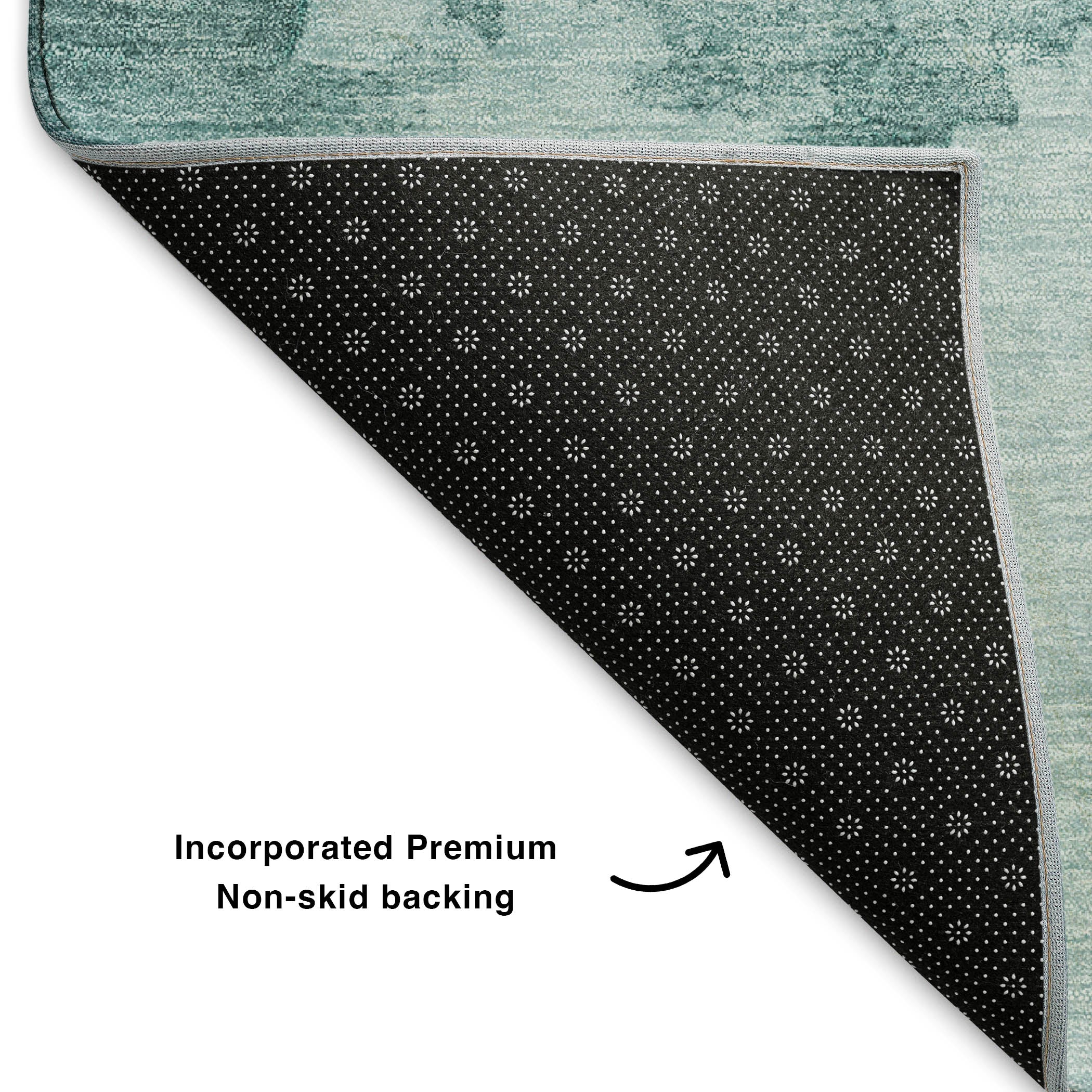 Florence Machine Washable Transitional Teal Rug 1'8" x 2'6" #shape_Rectangle