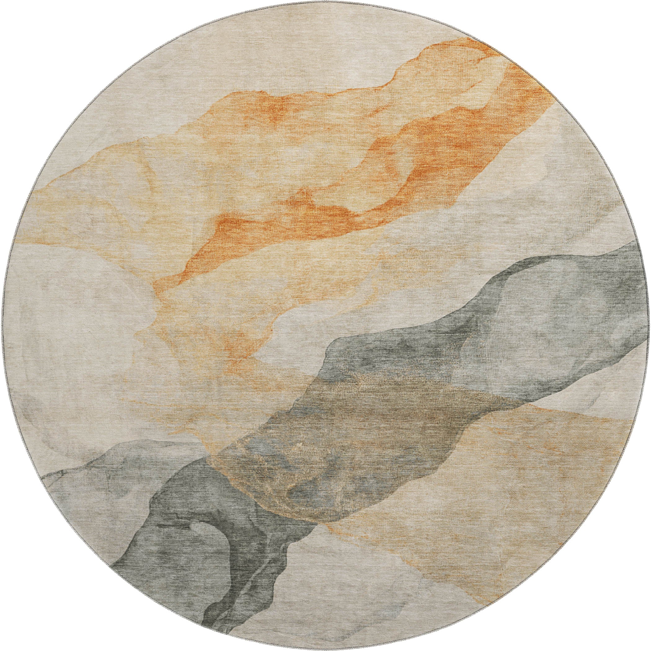 Ghent Machine Washable Transitional Orange Rug 8' x 8' #shape_Round