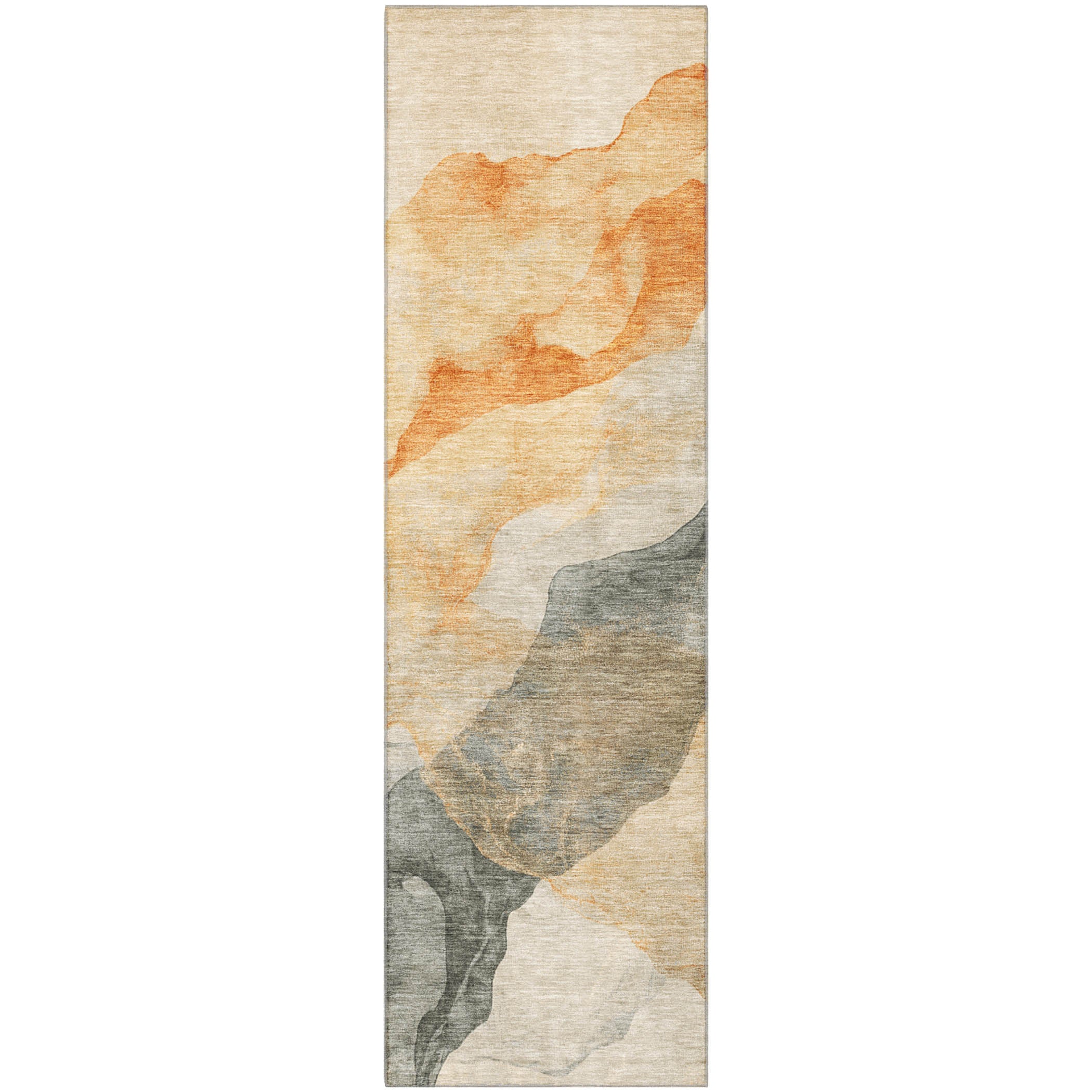 Ghent Machine Washable Transitional Orange Rug 2'3" x 7'6" #shape_Runner