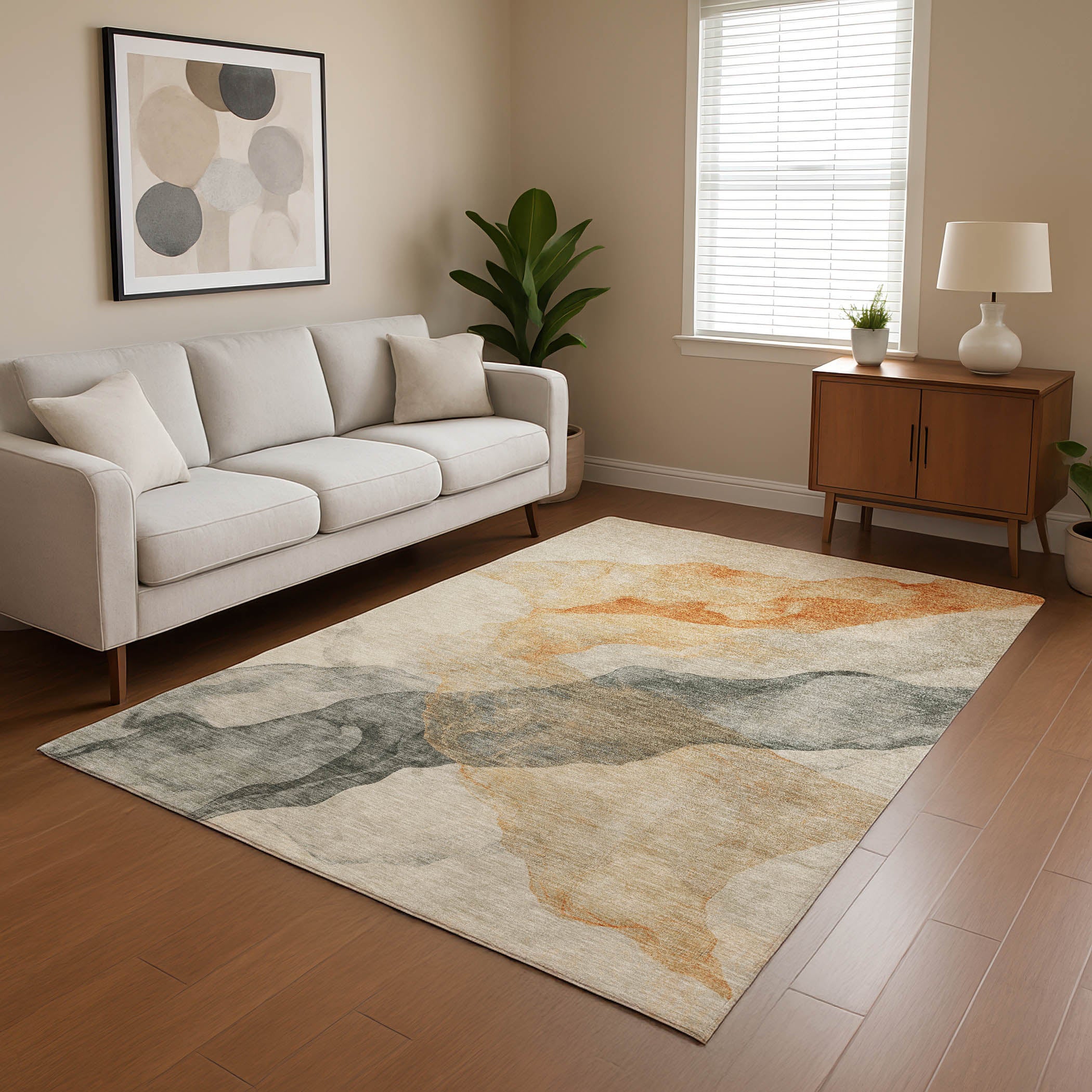 Ghent Machine Washable Transitional Orange Rug 2'6" x 3'10" #shape_Rectangle