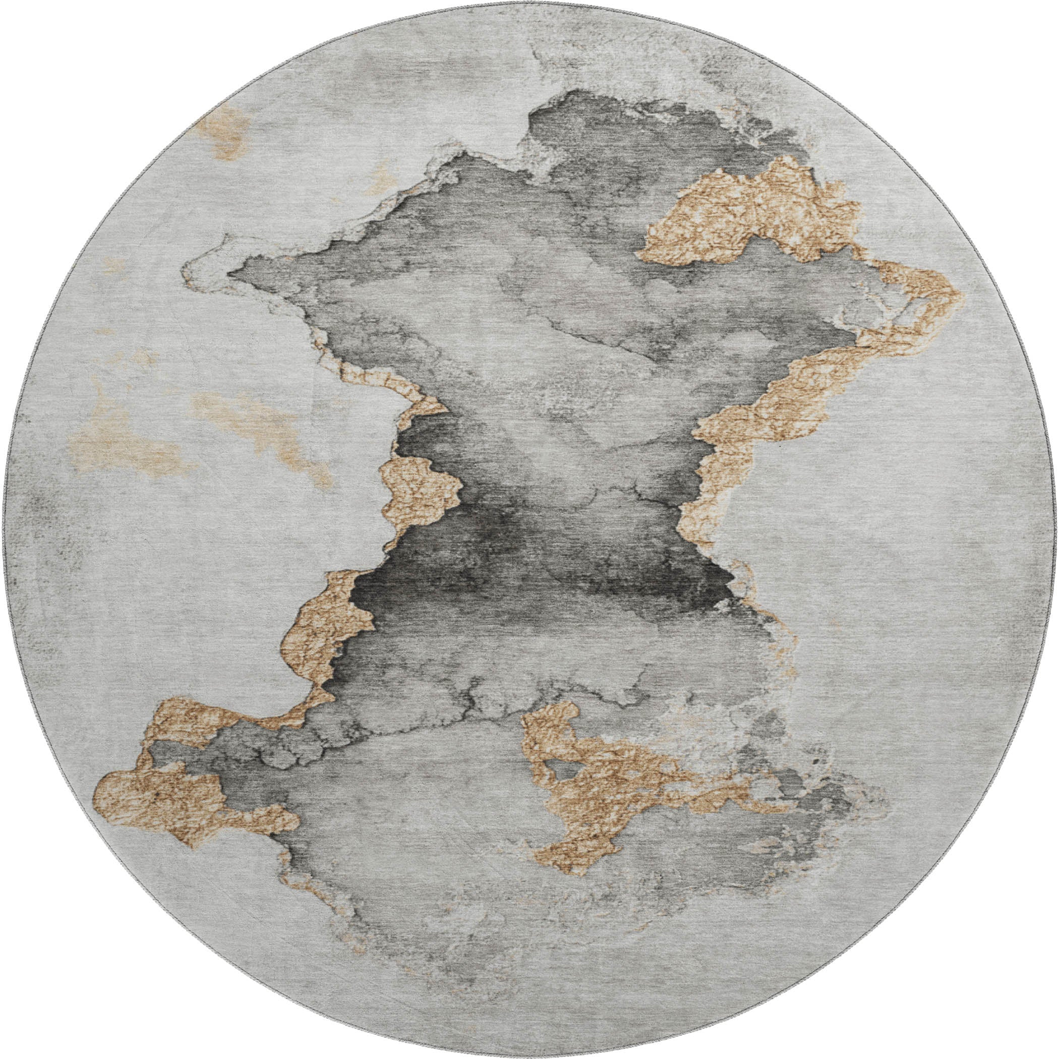 Kotor Machine Washable Transitional Gray Rug 8' x 8' #shape_Round