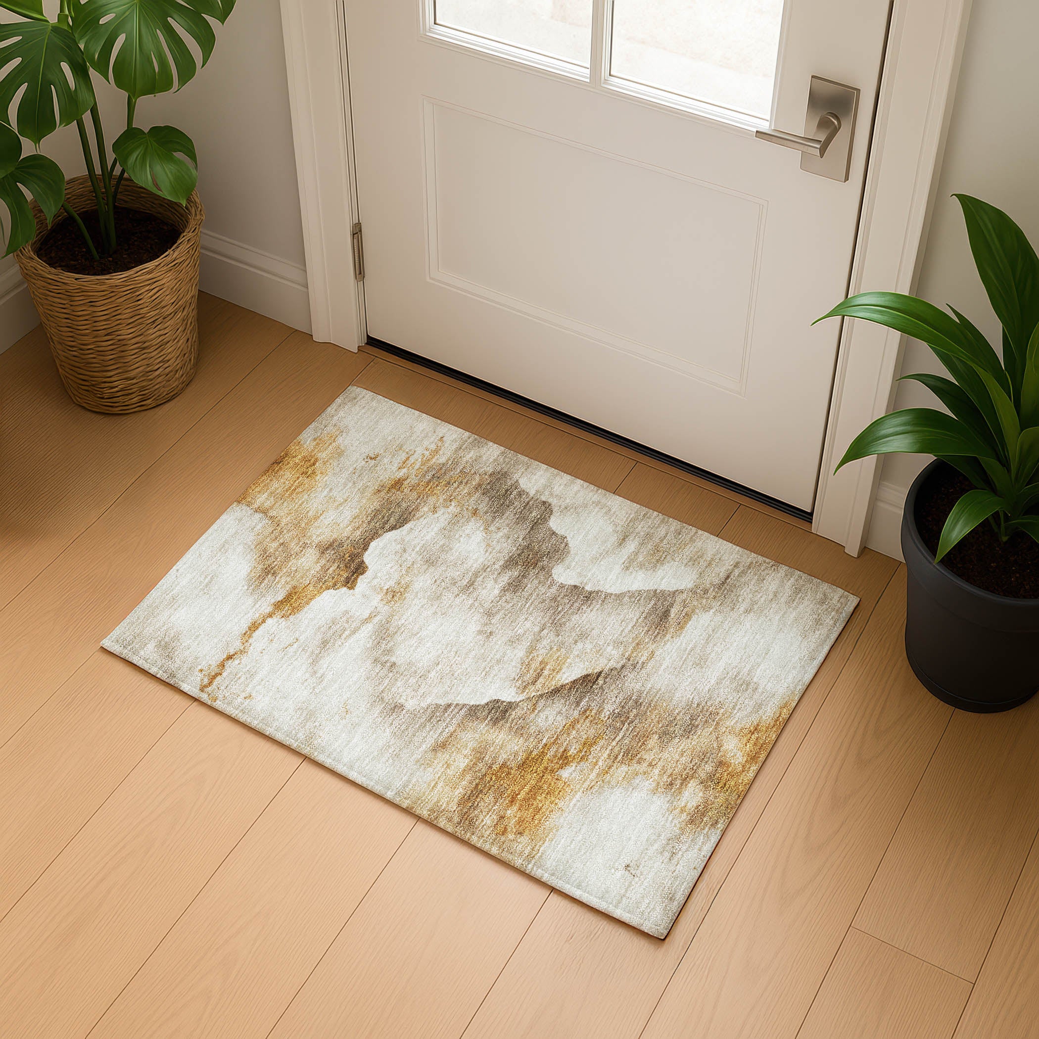 Siena Machine Washable Transitional Beige Brown Rug 1'8" x 2'6" #shape_Rectangle