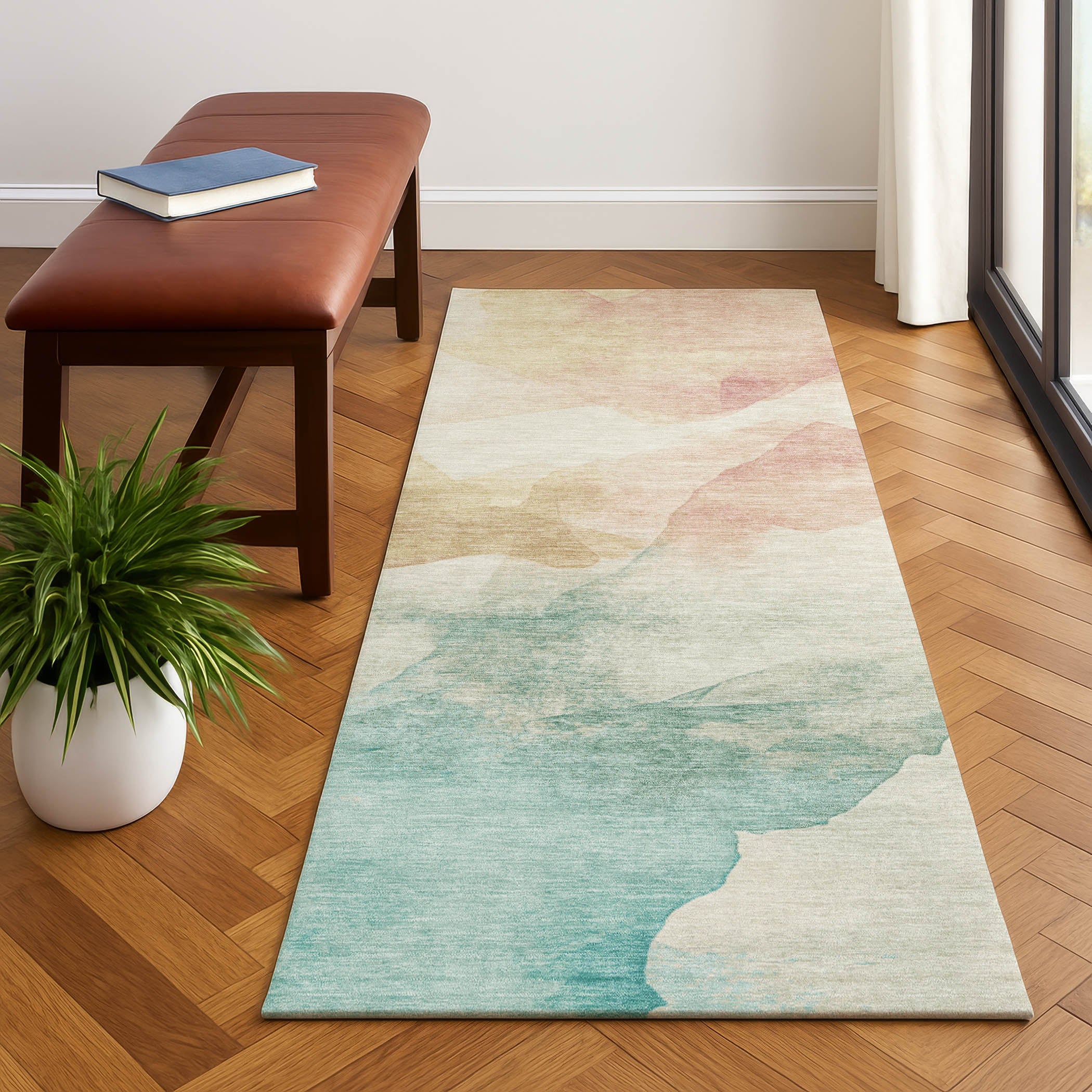 Cairo Machine Washable Transitional Pearl Ivory Rug 2'3" x 7'6" #shape_Runner