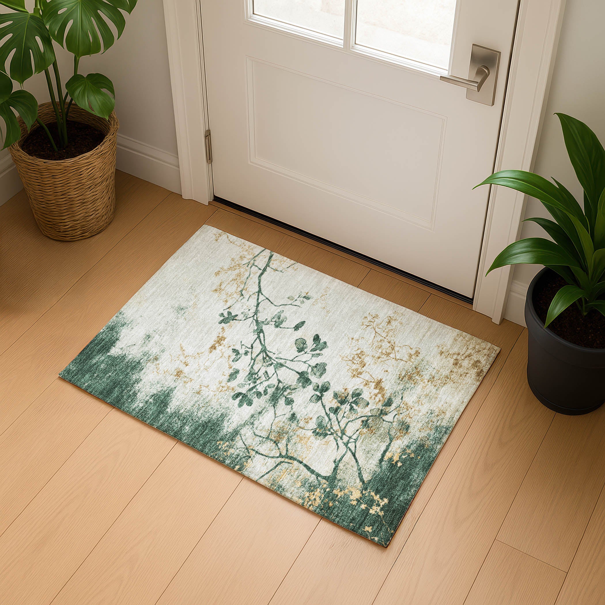 Jaipur Machine Washable Transitional Emerald Green Rug 1'8" x 2'6" #shape_Rectangle