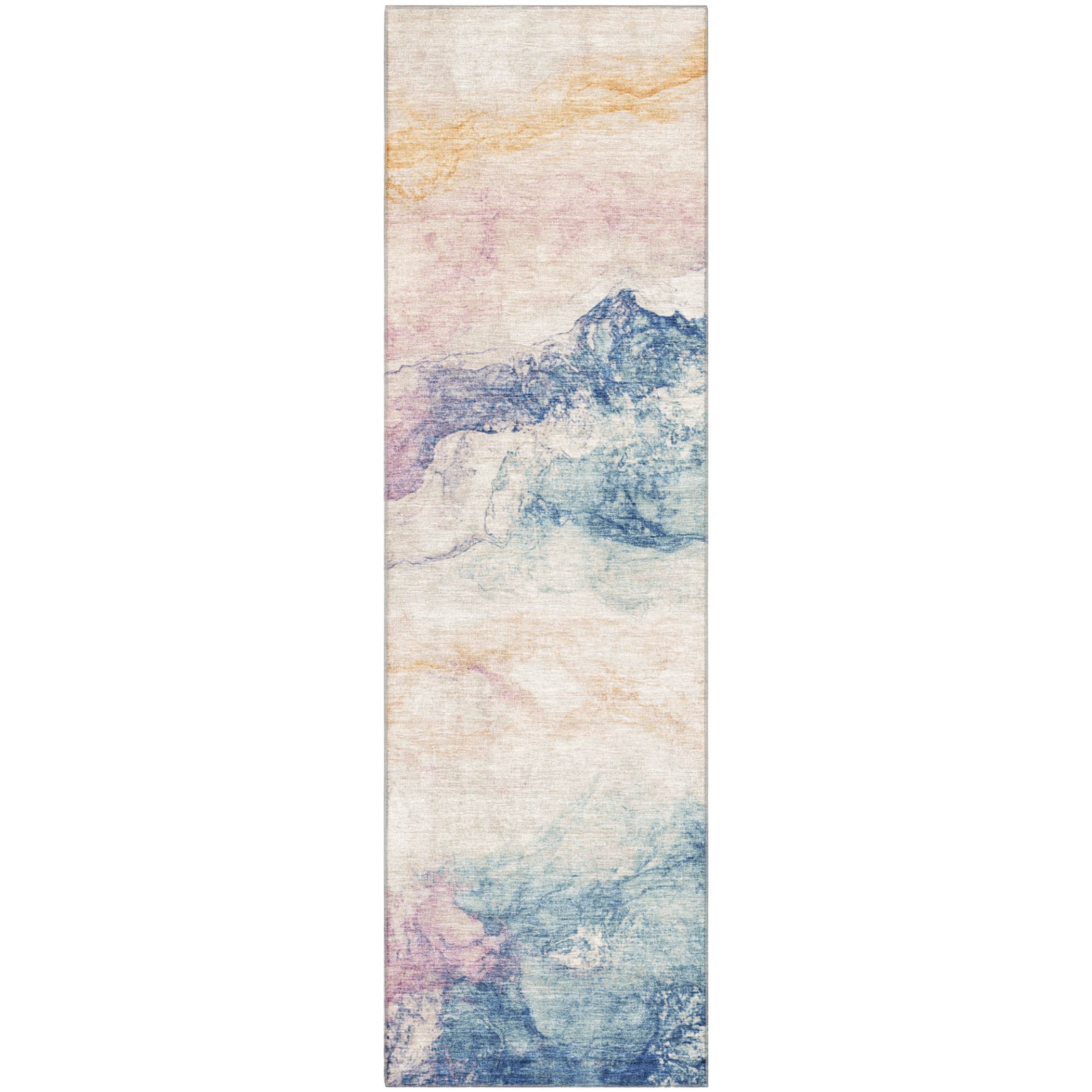 Santorini Machine Washable Transitional Pearl Ivory Rug 2'3" x 7'6" #shape_Runner