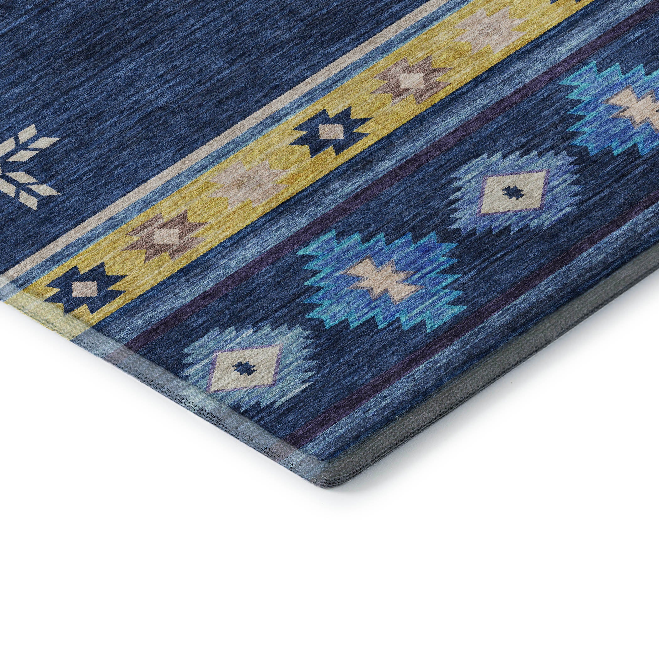 Siena Machine Washable Southwest Blue Rug 1'8" x 2'6" #shape_Rectangle