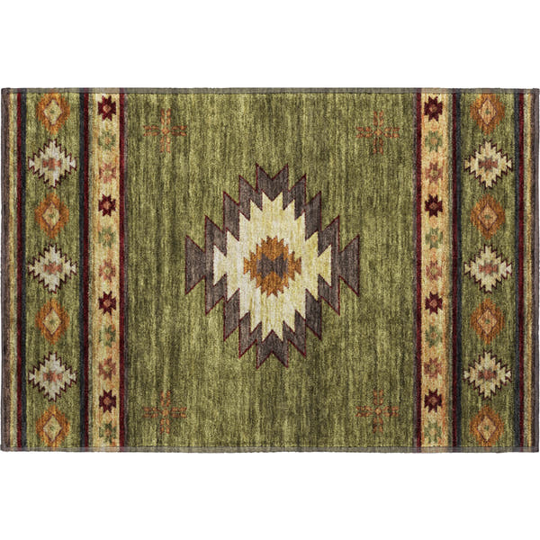 Siena Machine Washable Southwest Green Rug 1'8" x 2'6"