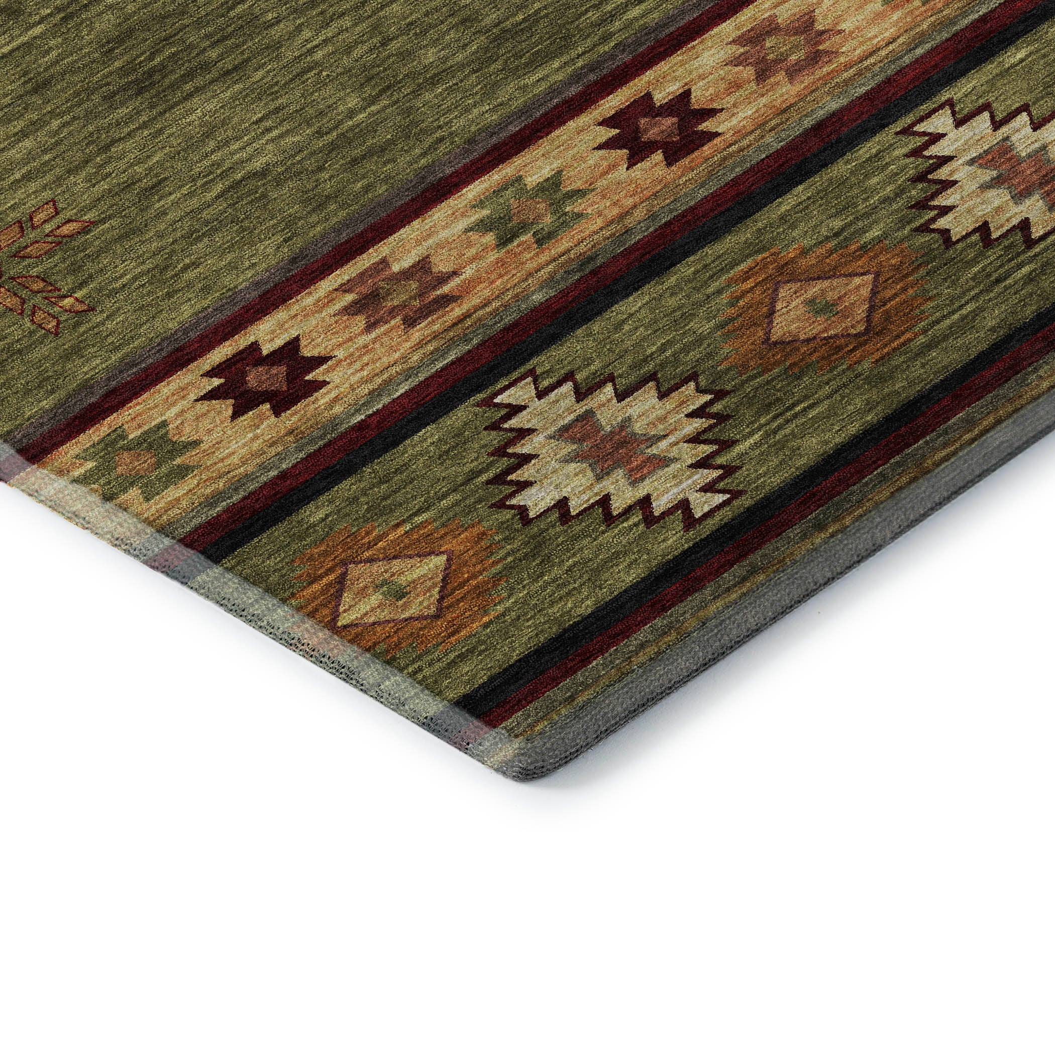 Siena Machine Washable Southwest Green Rug 1'8" x 2'6" #shape_Rectangle