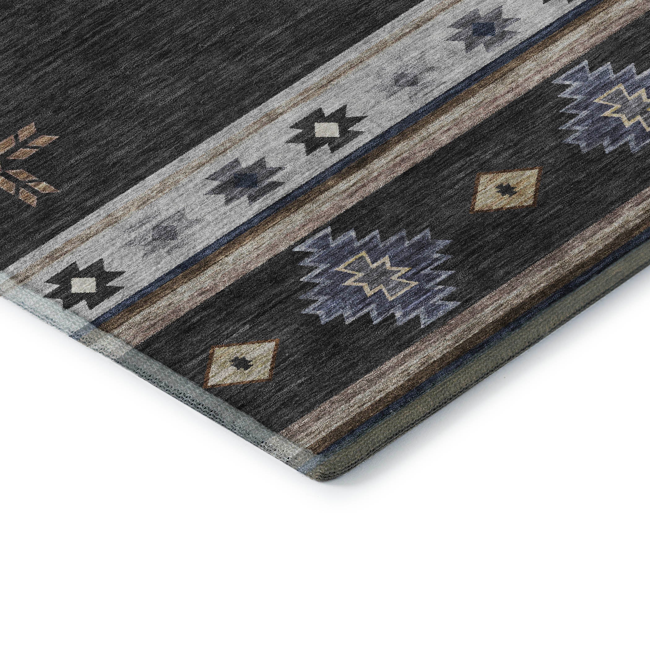 Siena Machine Washable Southwest Midnight Black Rug 1'8" x 2'6" #shape_Rectangle