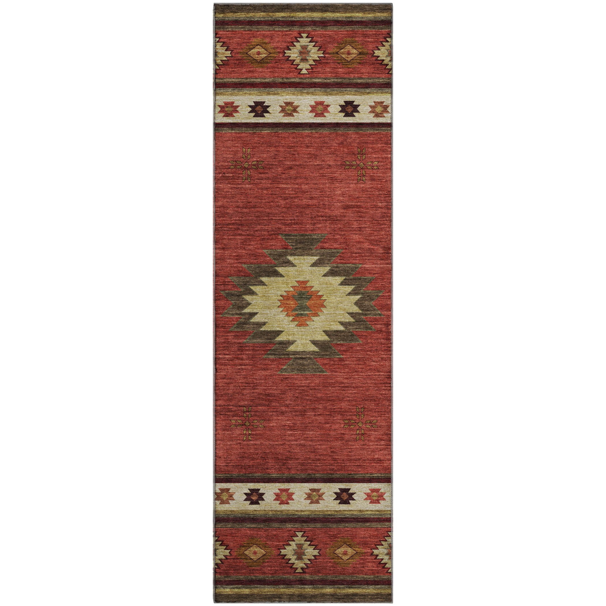 Siena Machine Washable Southwest Spice Red Rug 2'3" x 7'6" #shape_Runner
