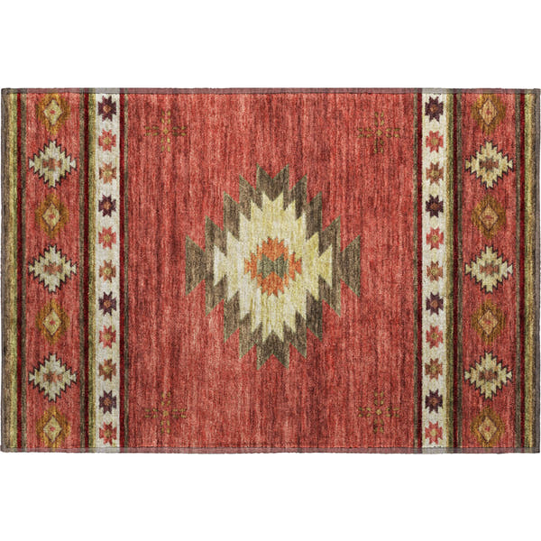 Siena Machine Washable Southwest Spice Red Rug 1'8" x 2'6"