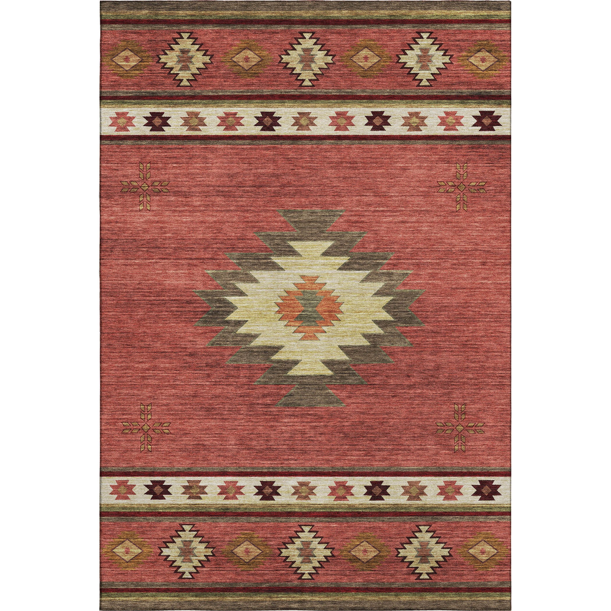 Siena Machine Washable Southwest Spice Red Rug 2'6" x 3'10" #shape_Rectangle