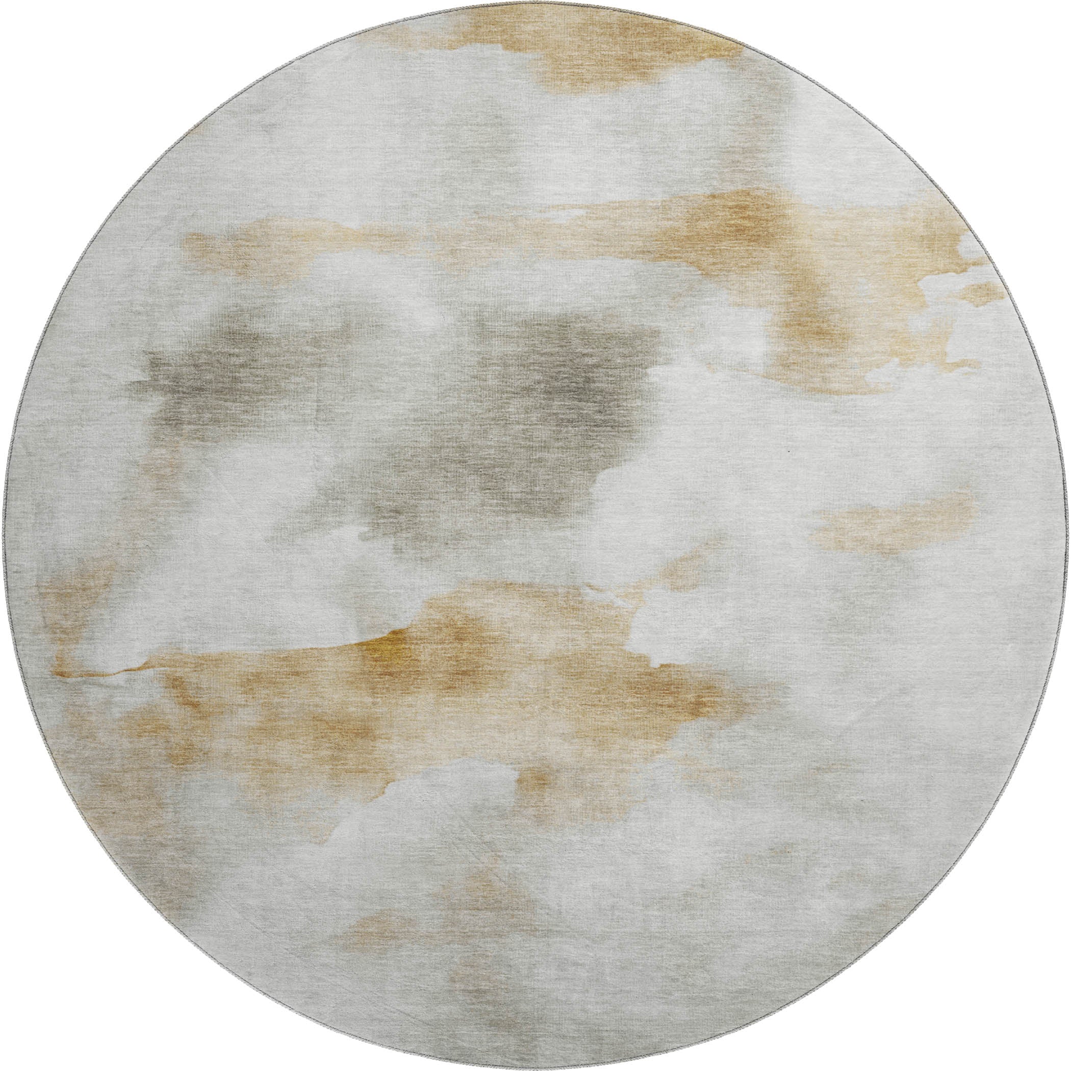 Prague Machine Washable Transitional Putty Ivory Rug 8' x 8' #shape_Round