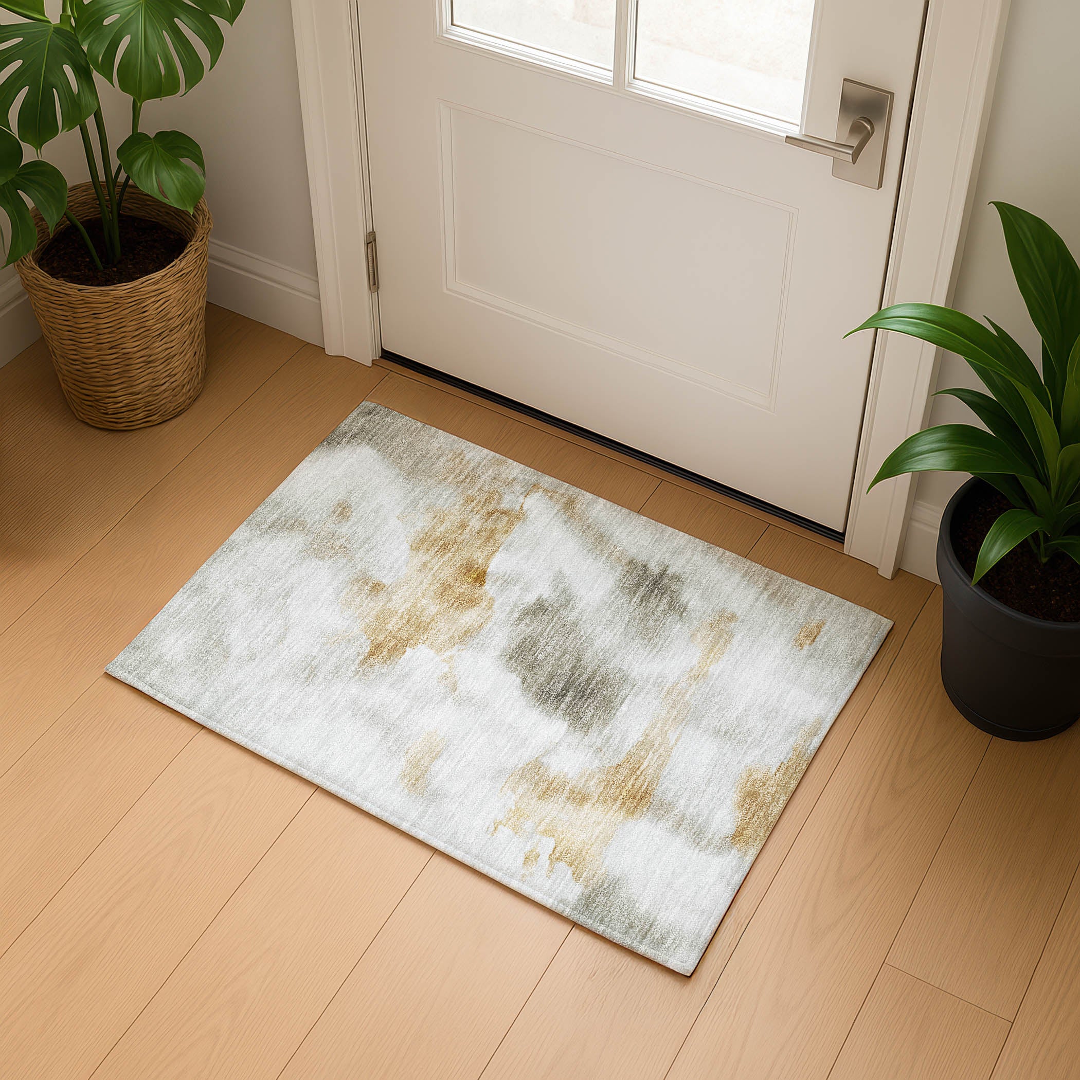 Prague Machine Washable Transitional Putty Ivory Rug 1'8" x 2'6" #shape_Rectangle