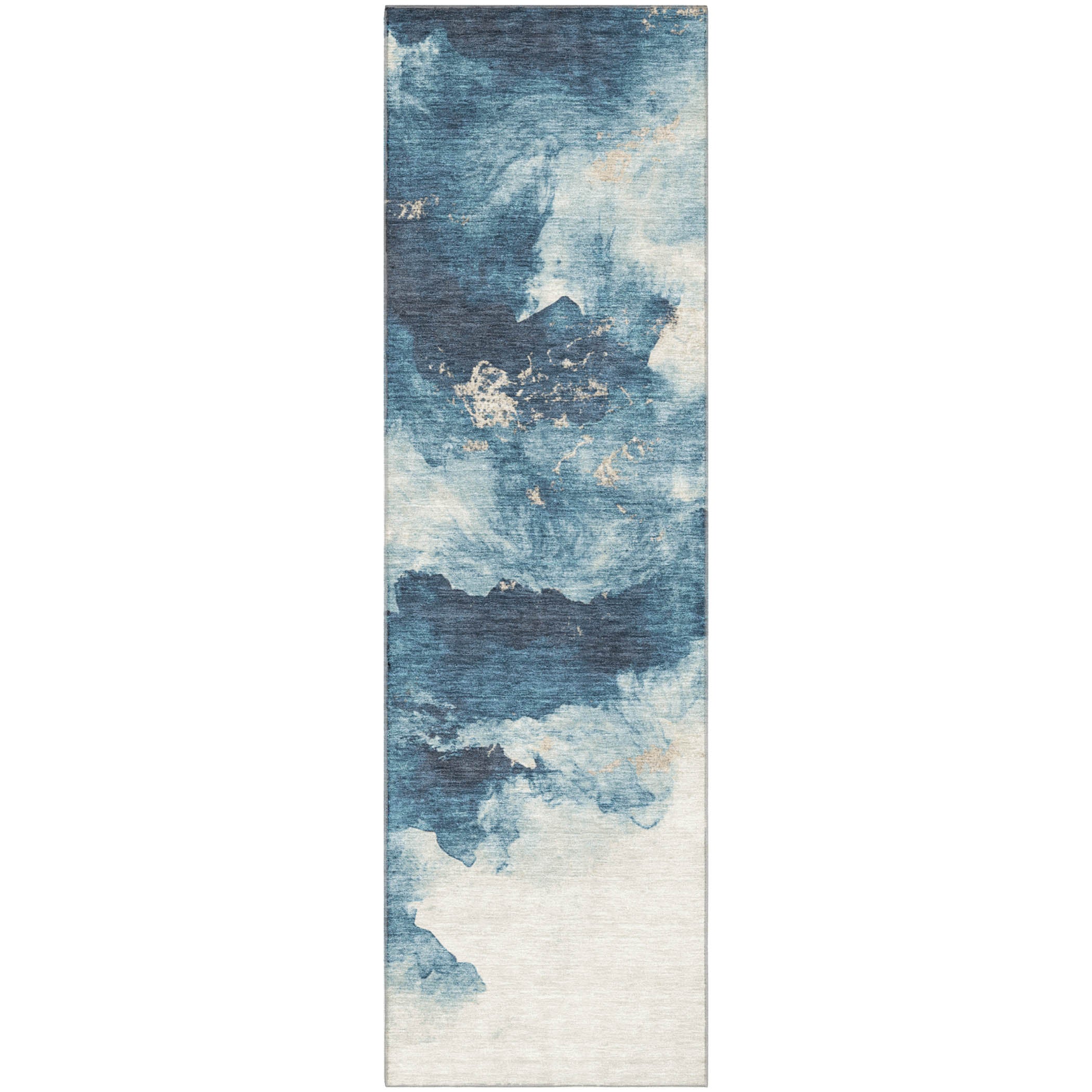 Cairo Machine Washable Transitional Navy Blue Rug 2'3" x 7'6" #shape_Runner