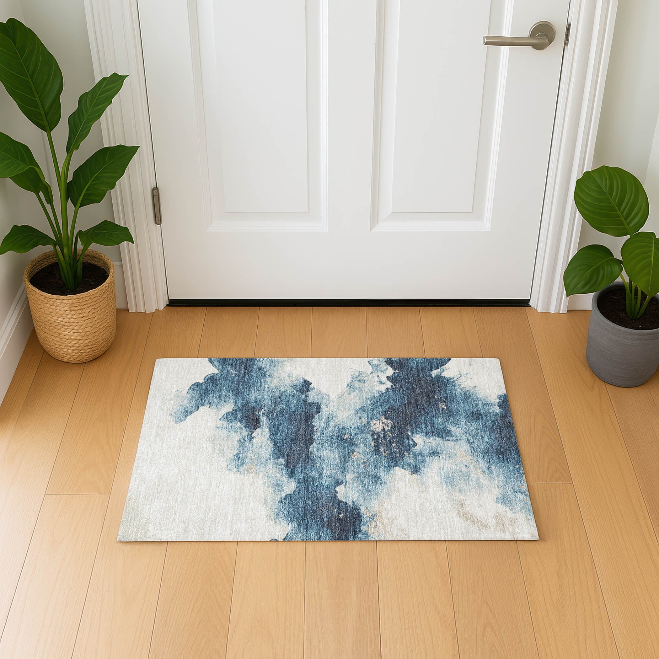 Cairo Machine Washable Transitional Navy Blue Rug 1'8" x 2'6" #shape_Rectangle
