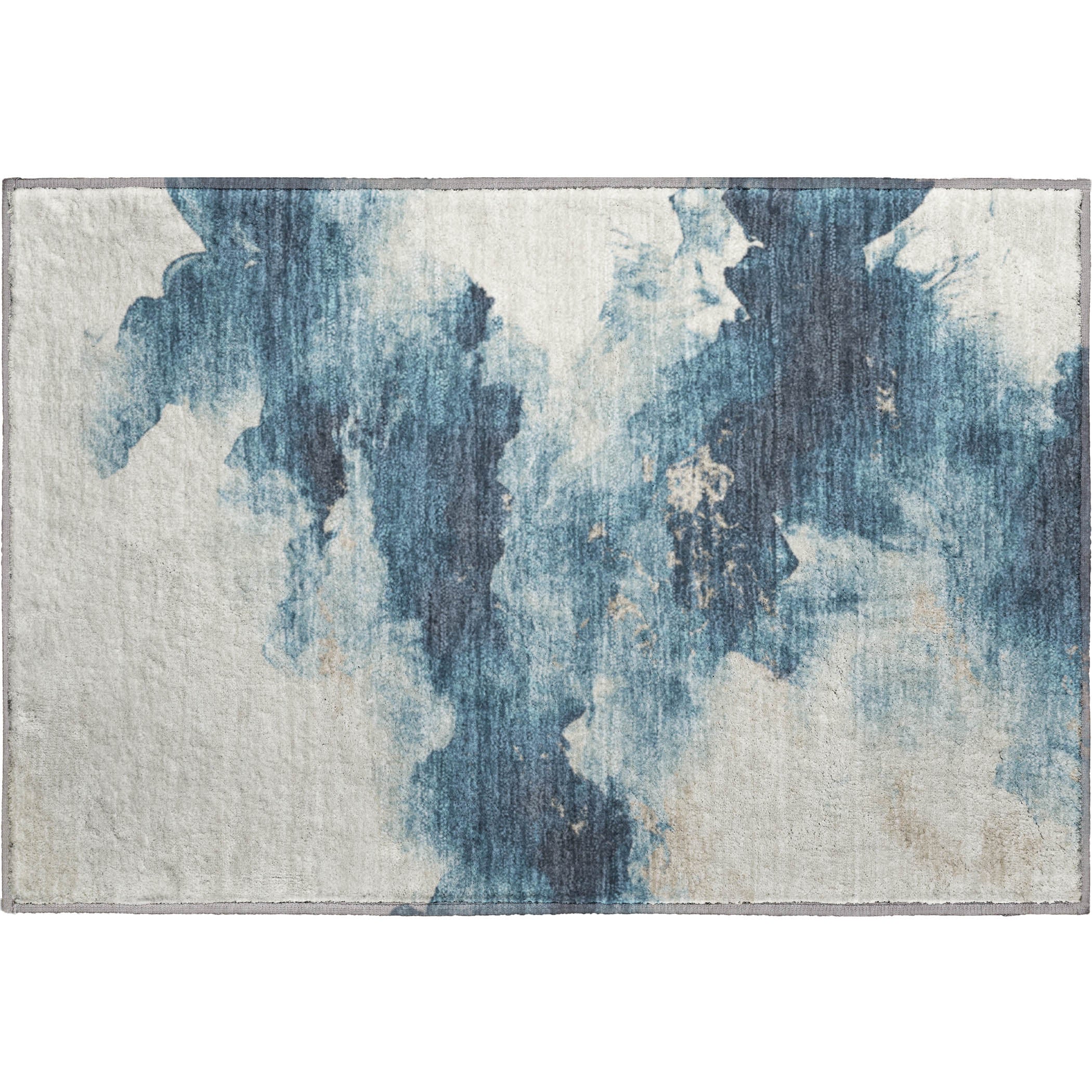 Cairo Machine Washable Transitional Navy Blue Rug 1'8" x 2'6" #shape_Rectangle