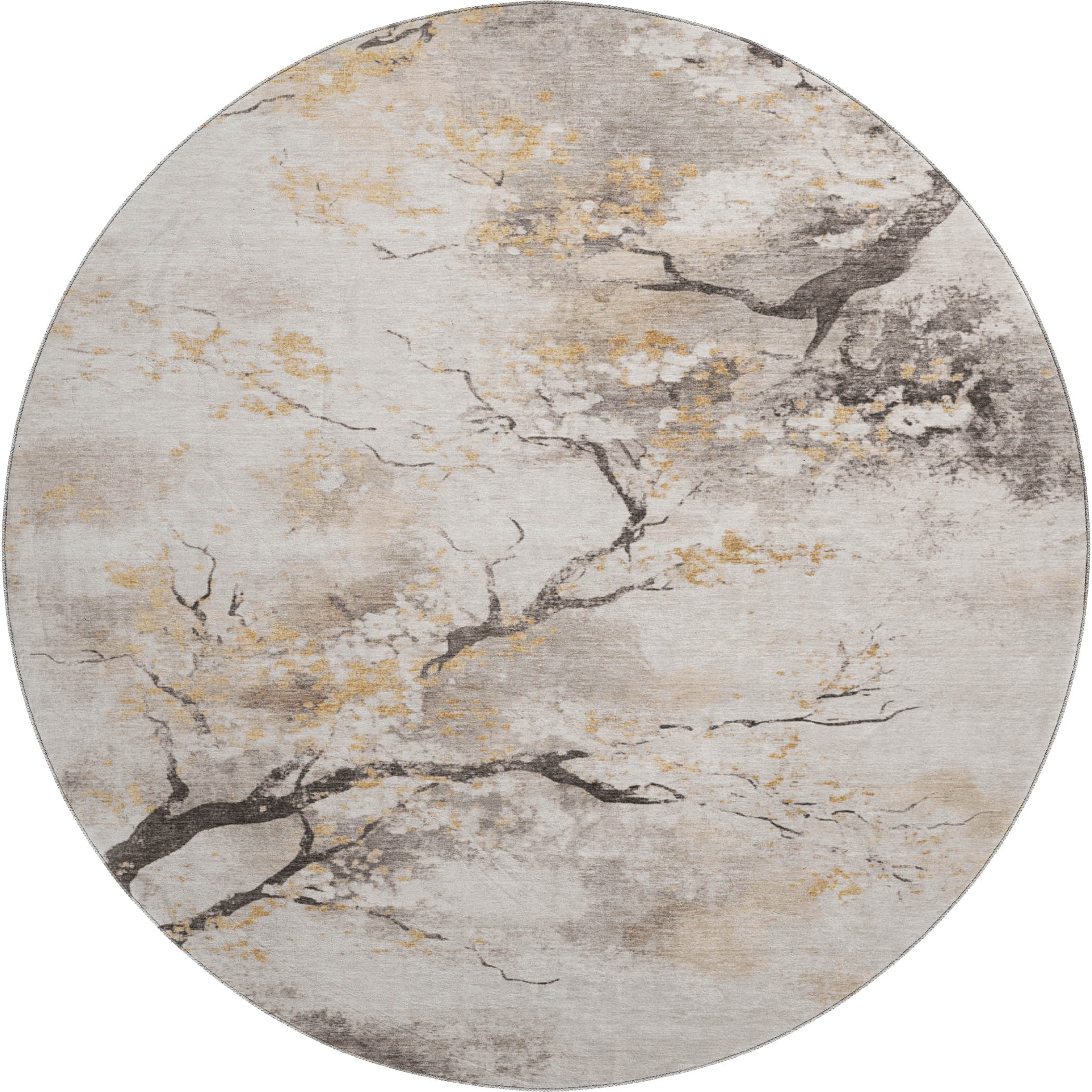 Bern Machine Washable Transitional Putty Ivory Rug 8' x 8' #shape_Round
