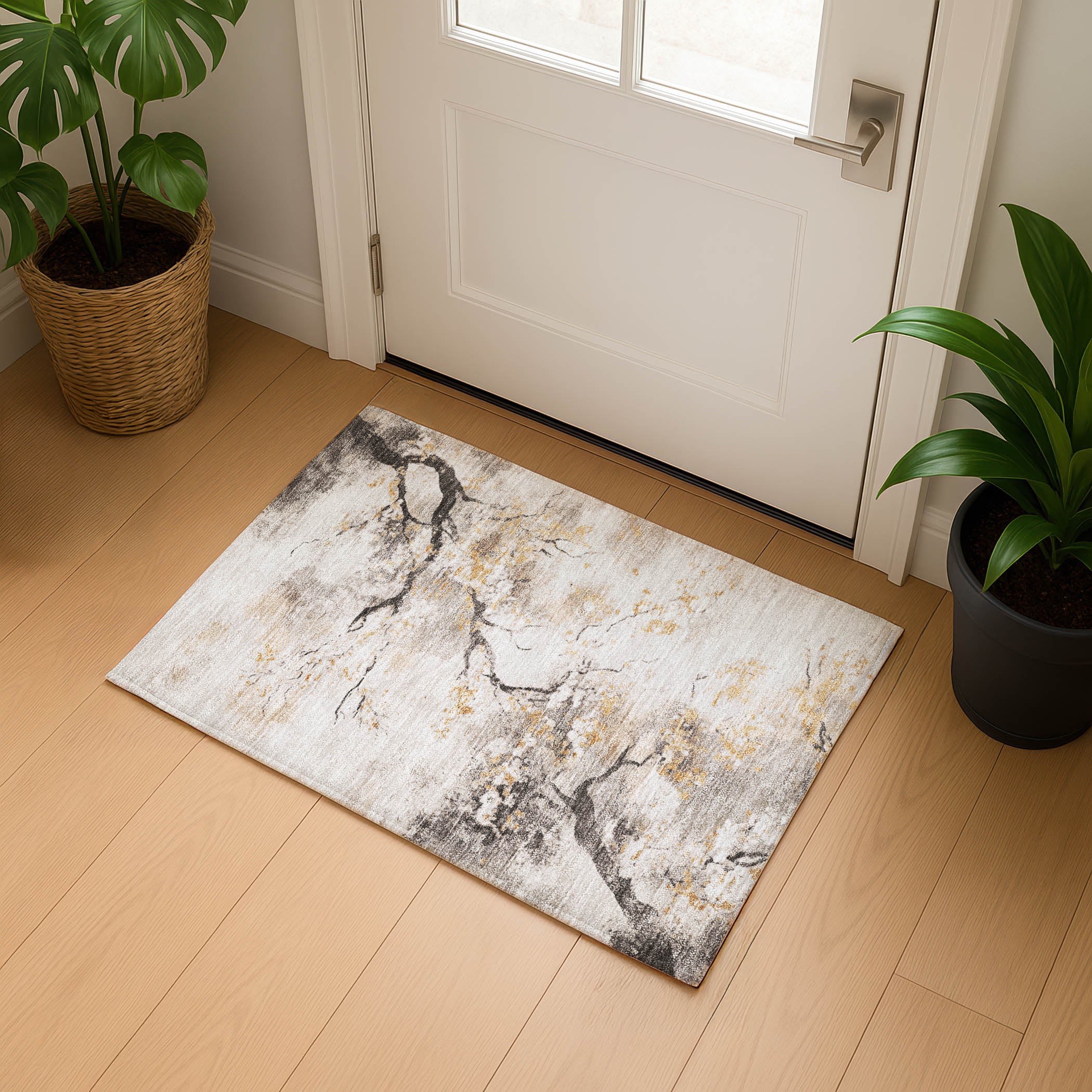 Bern Machine Washable Transitional Putty Ivory Rug 1'8" x 2'6" #shape_Rectangle