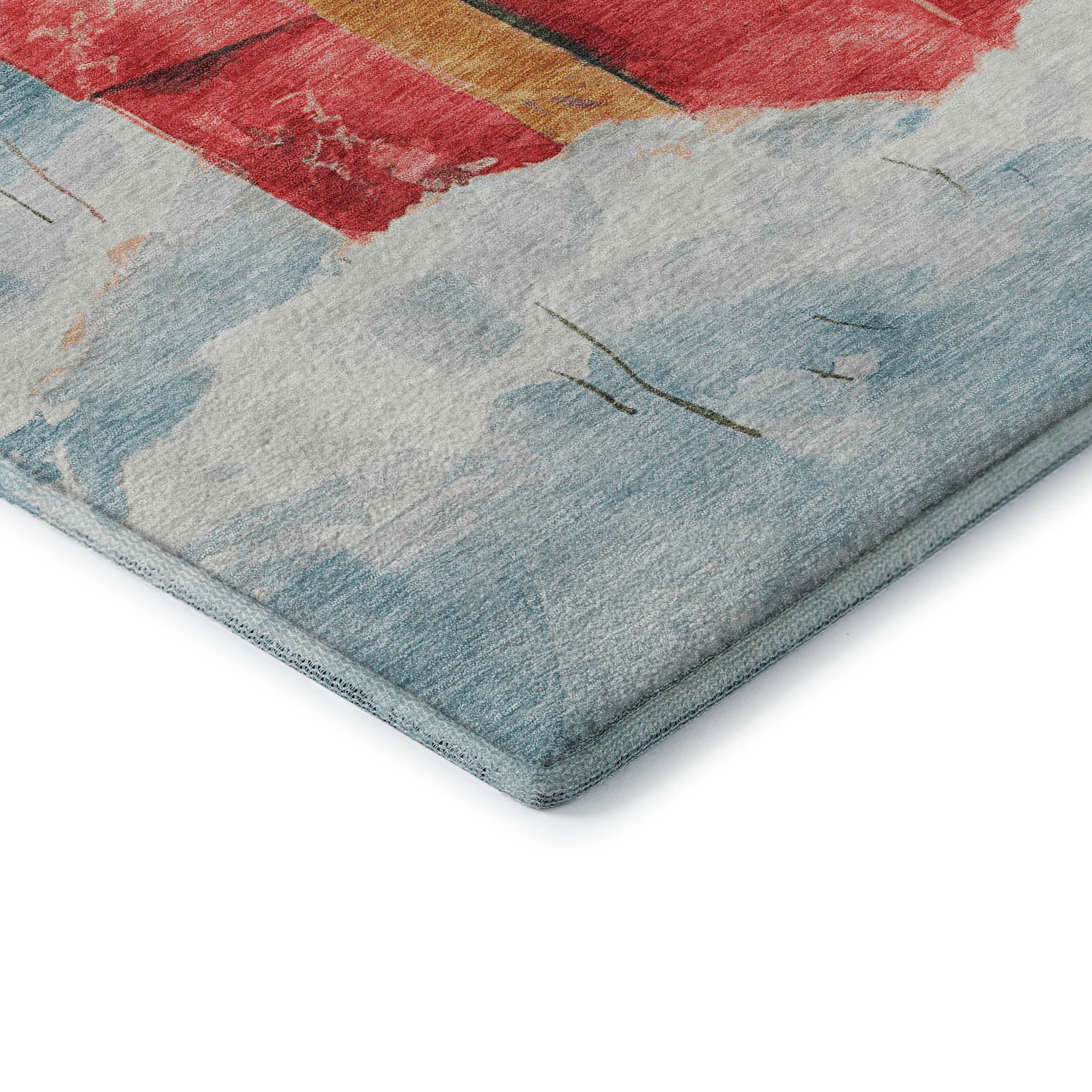 Kathmandu Machine Washable Transitional Blue Rug 1'8" x 2'6" #shape_Rectangle