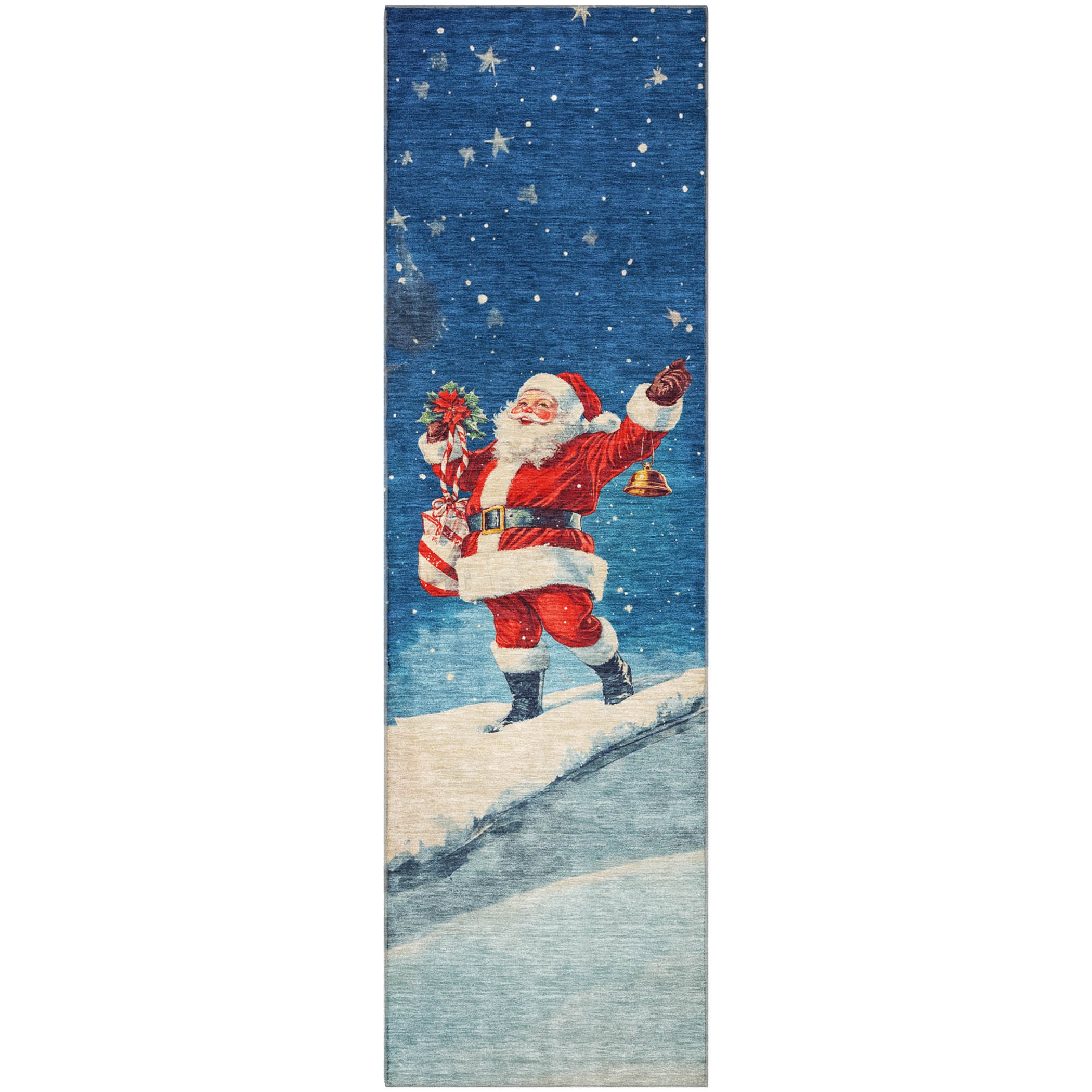 Nairobi Machine Washable Transitional Blue Rug 2'3" x 7'6" #shape_Runner