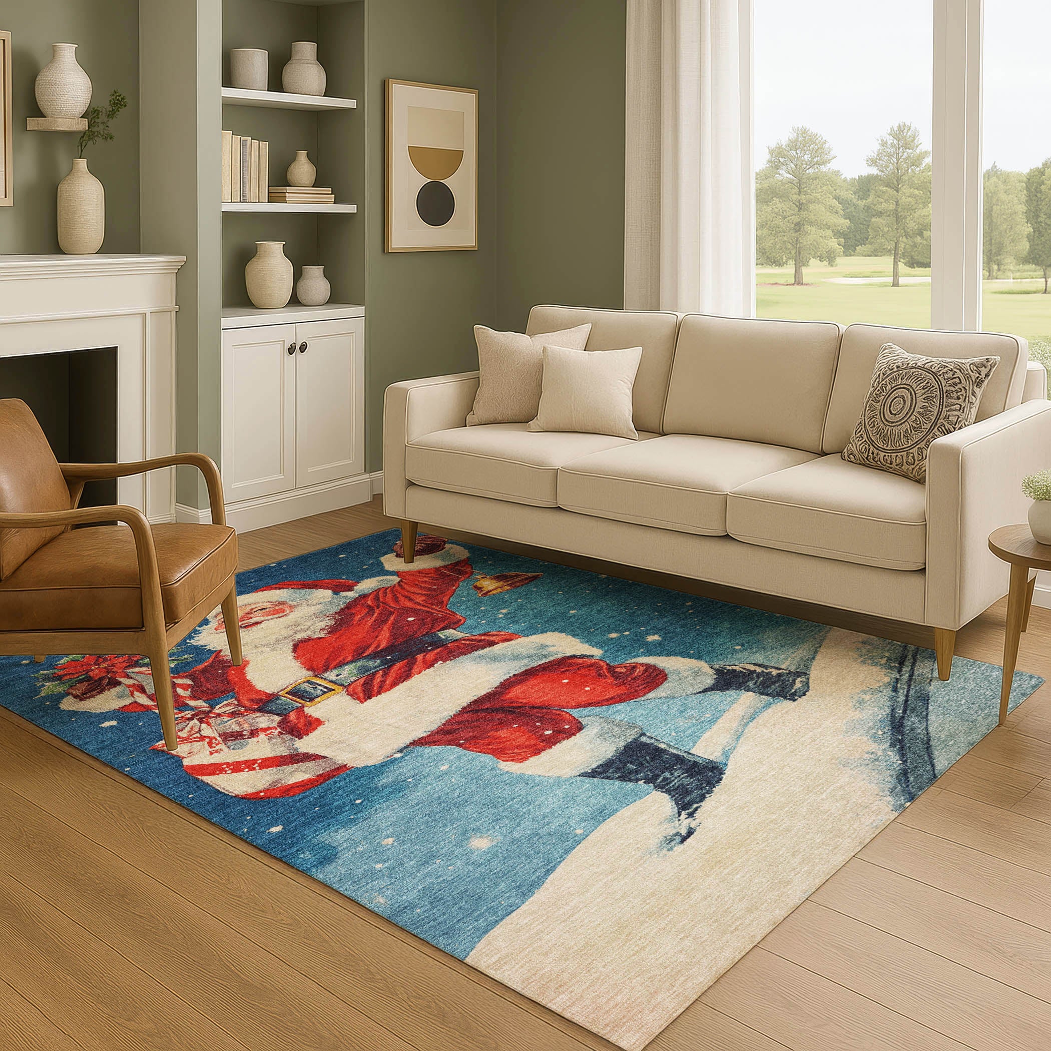 Nairobi Machine Washable Transitional Blue Rug 2'6" x 3'10" #shape_Rectangle