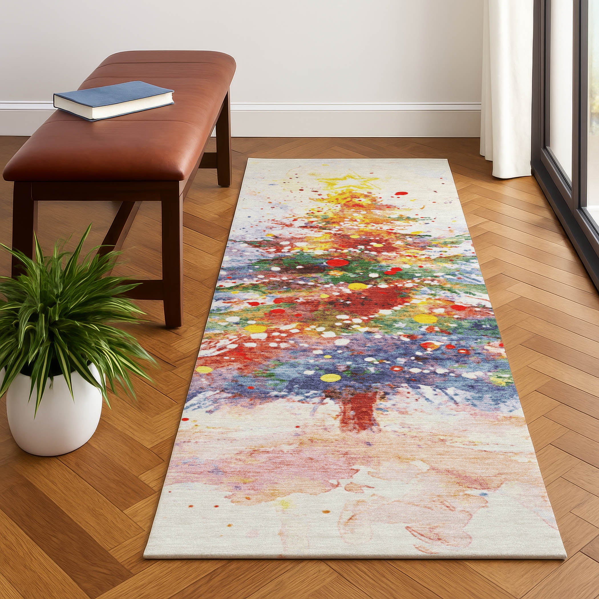 Bogota Machine Washable Transitional Ivory Rug 2'3" x 7'6" #shape_Runner