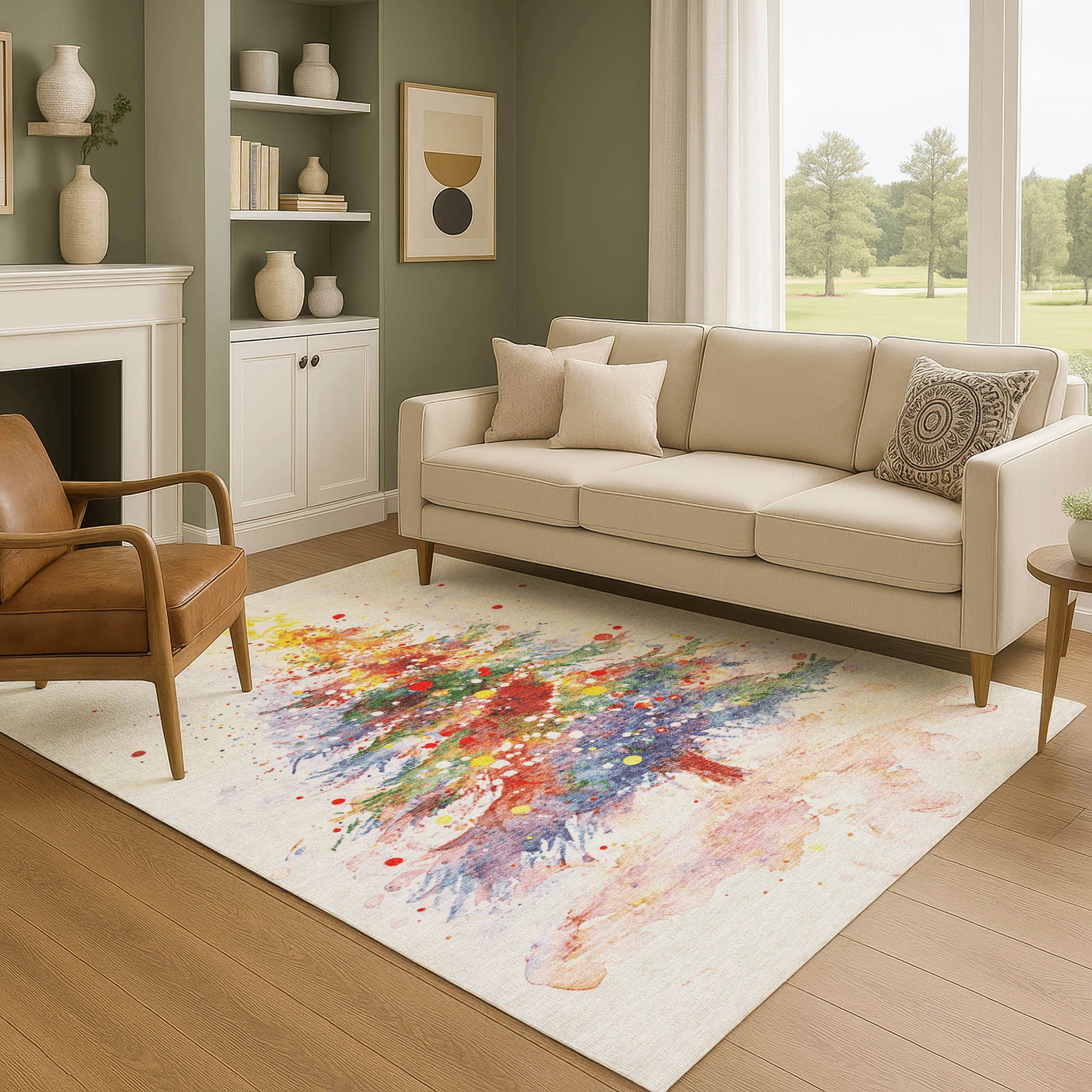 Bogota Machine Washable Transitional Ivory Rug 2'6" x 3'10" #shape_Rectangle
