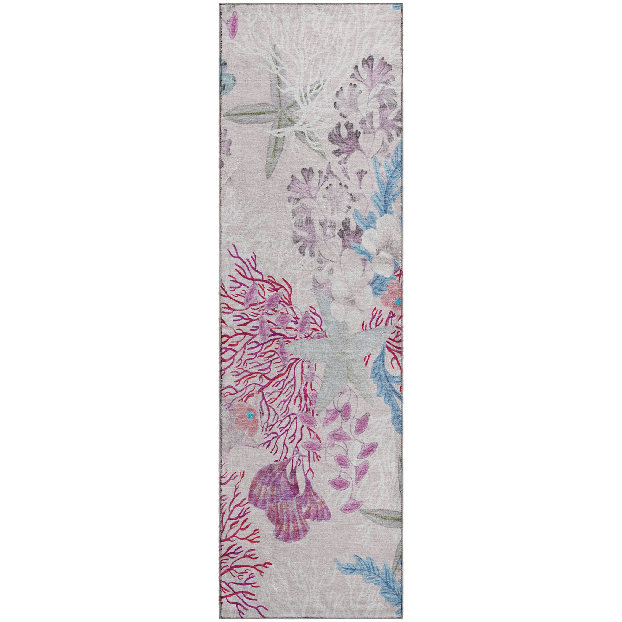 Budapest Machine Washable Coastal Raspberry Pink Rug 2'3" x 7'6" #shape_Runner
