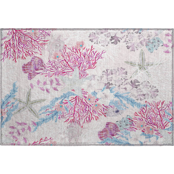 Budapest Machine Washable Coastal Raspberry Pink Rug 1'8" x 2'6"