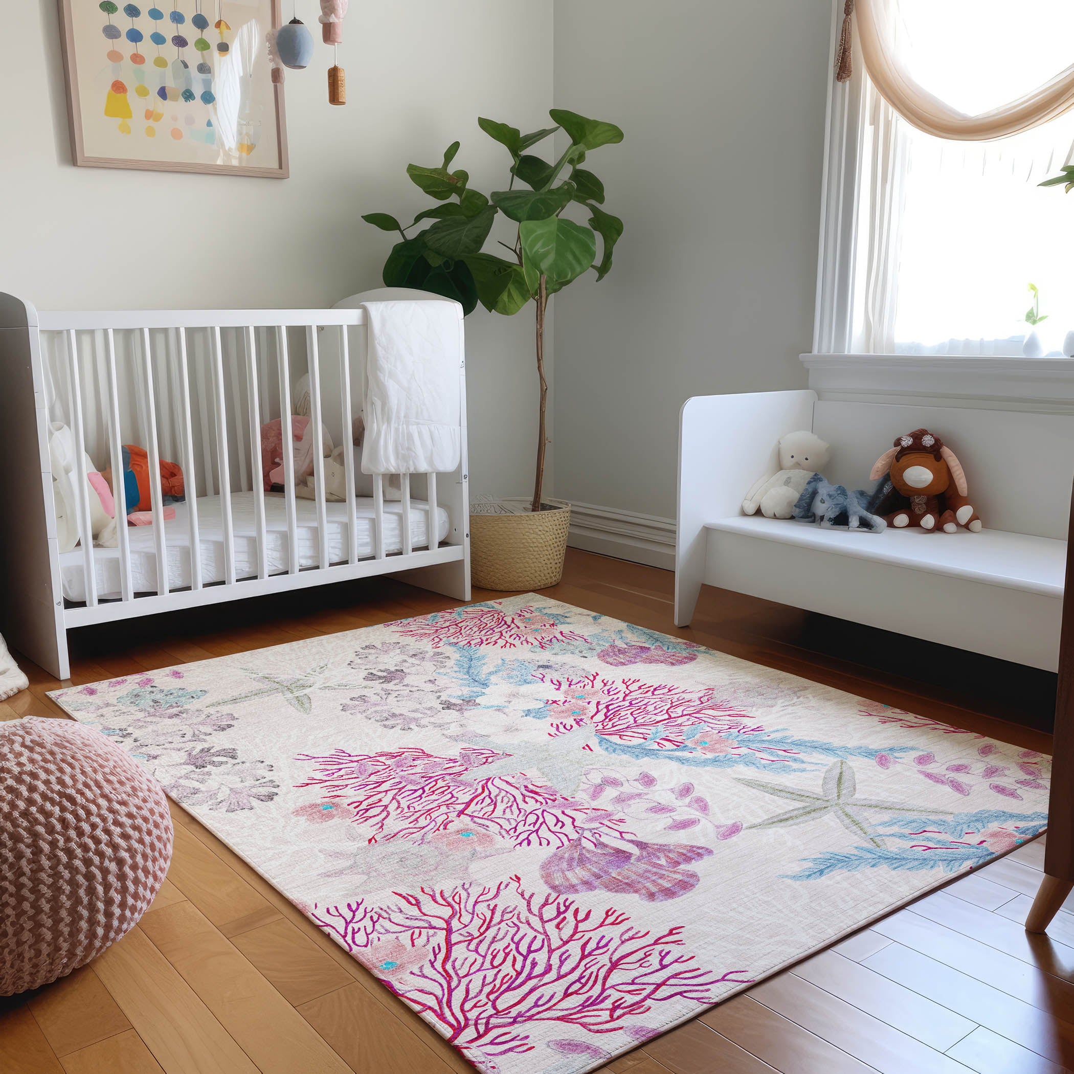 Budapest Machine Washable Coastal Raspberry Pink Rug 2'6" x 3'10" #shape_Rectangle