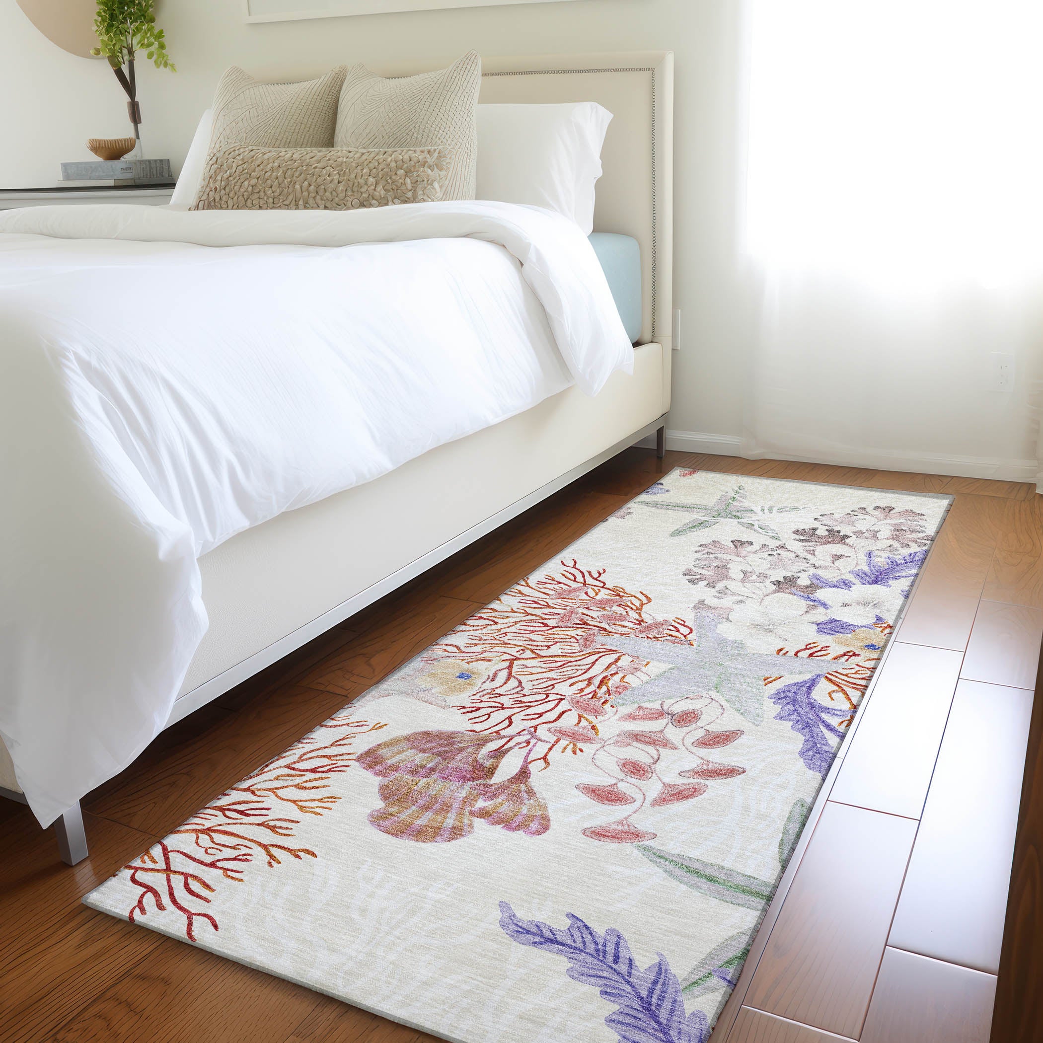 Budapest Machine Washable Coastal Spice Ivory Rug 2'3" x 7'6" #shape_Runner