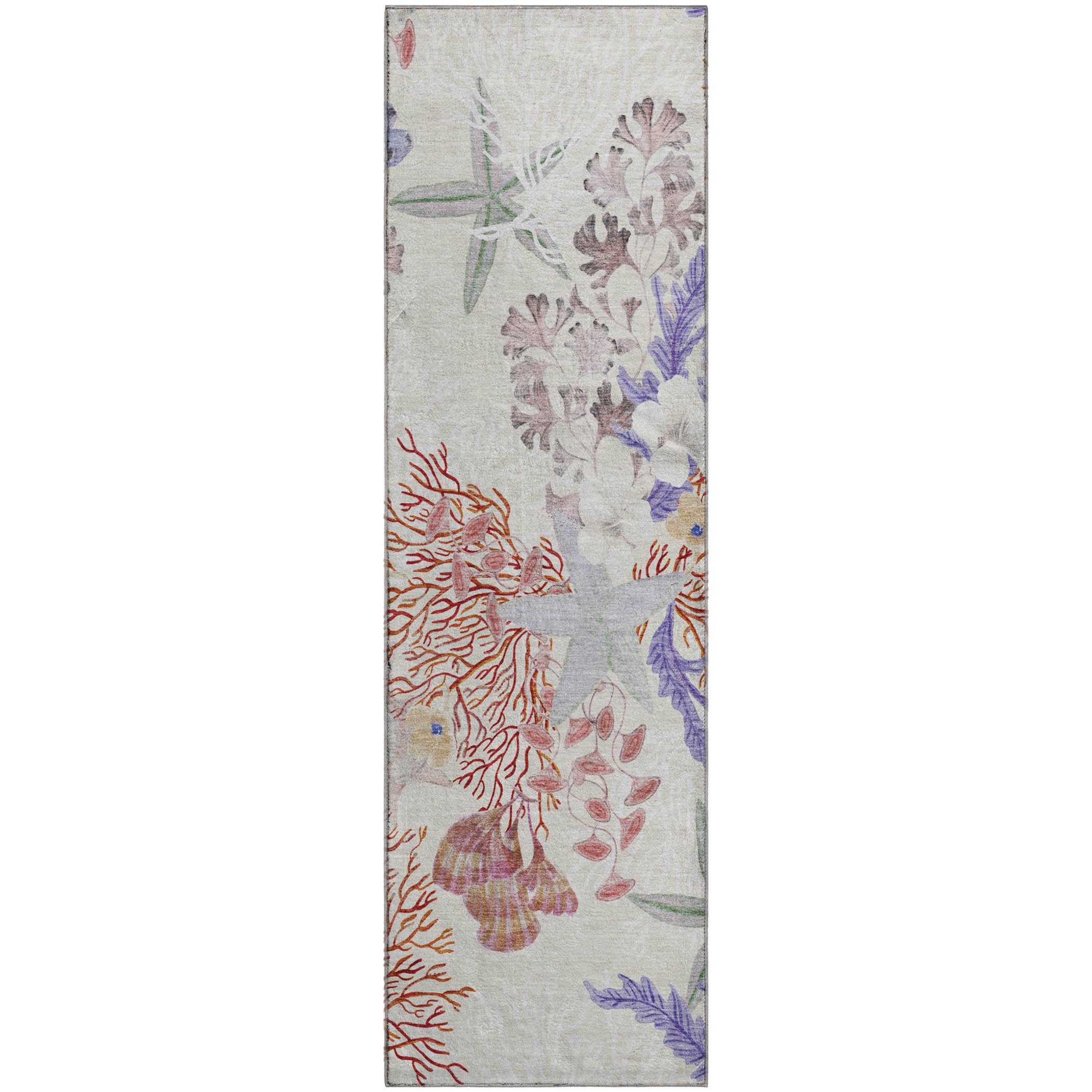 Budapest Machine Washable Coastal Spice Ivory Rug 2'3" x 7'6" #shape_Runner