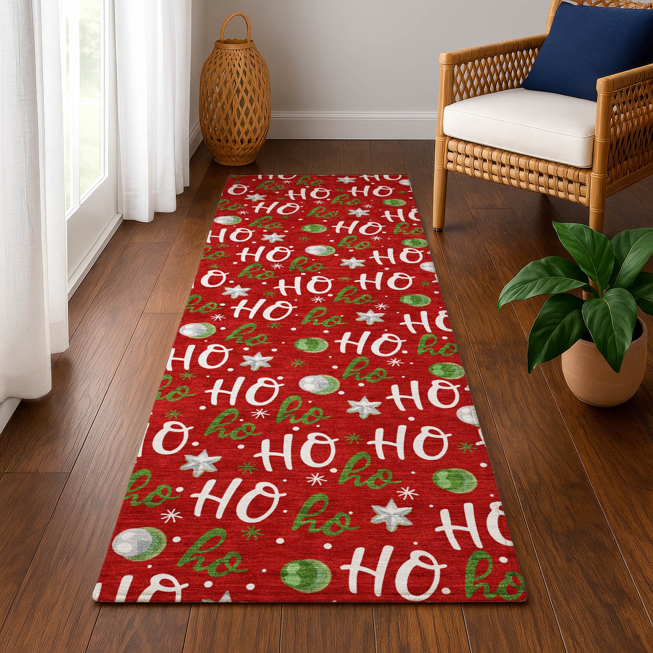 Hoi An Machine Washable Transitional Red Rug 2'3" x 7'6" #shape_Runner